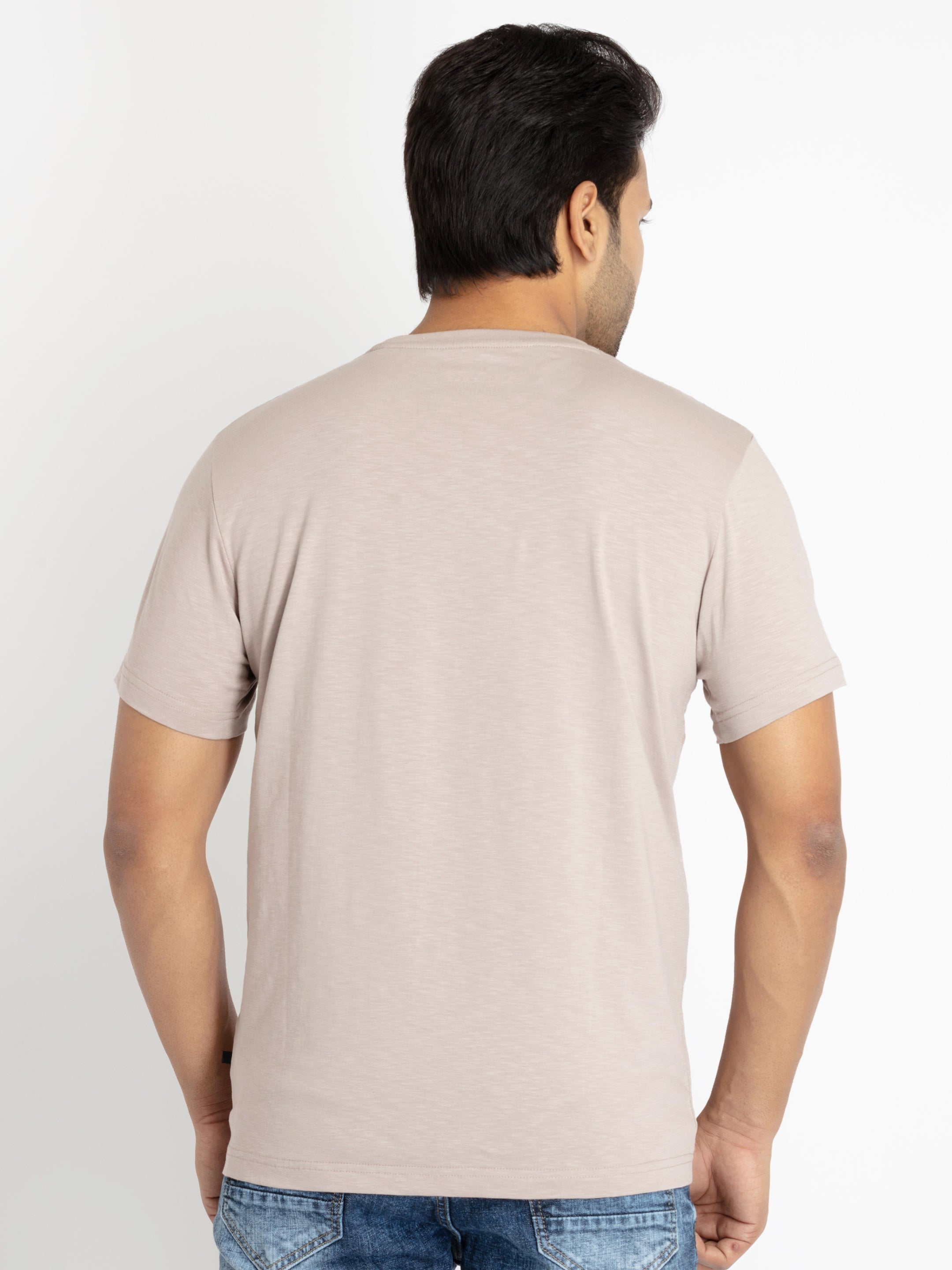 Mens Front Printed Round Neck T-shirt