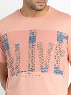 Mens Front Printed Round Neck T-shirt