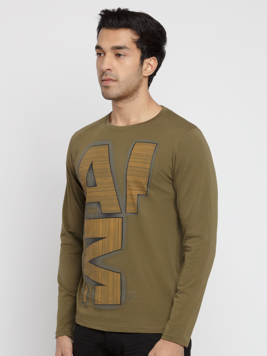 Mens Printed Round Neck Full Sleeves T-Shirt