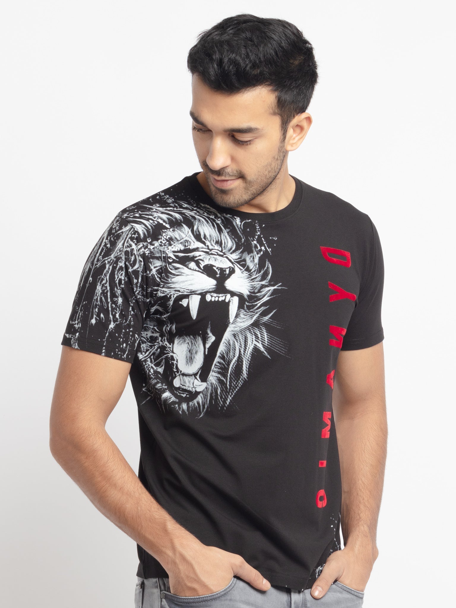 Mens Regular Fit Round Neck Printed T-Shirt