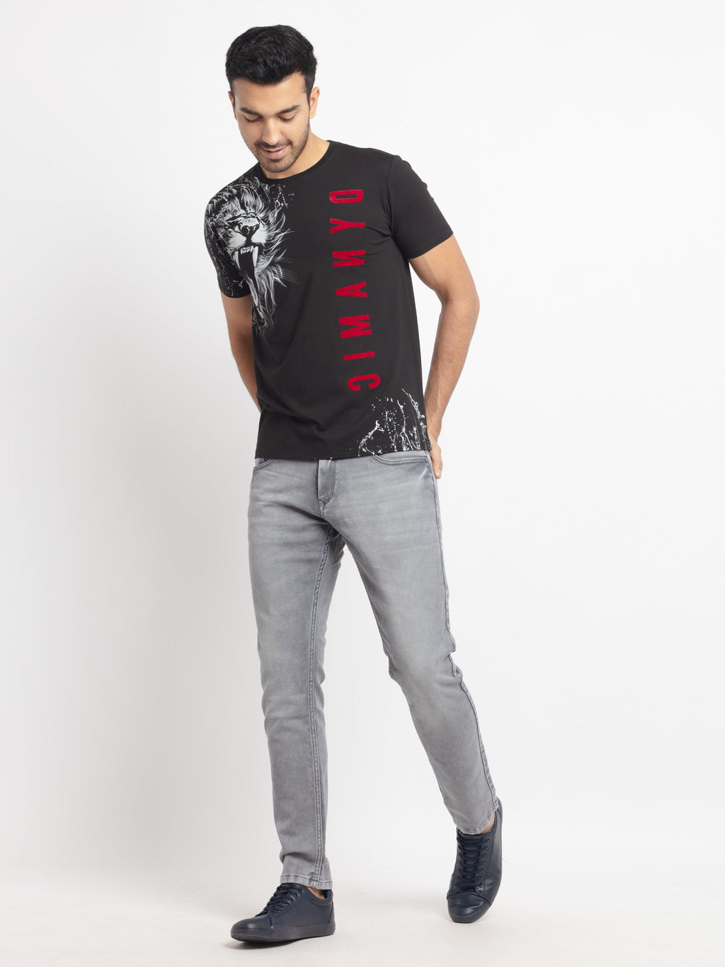 Mens Regular Fit Round Neck Printed T-Shirt