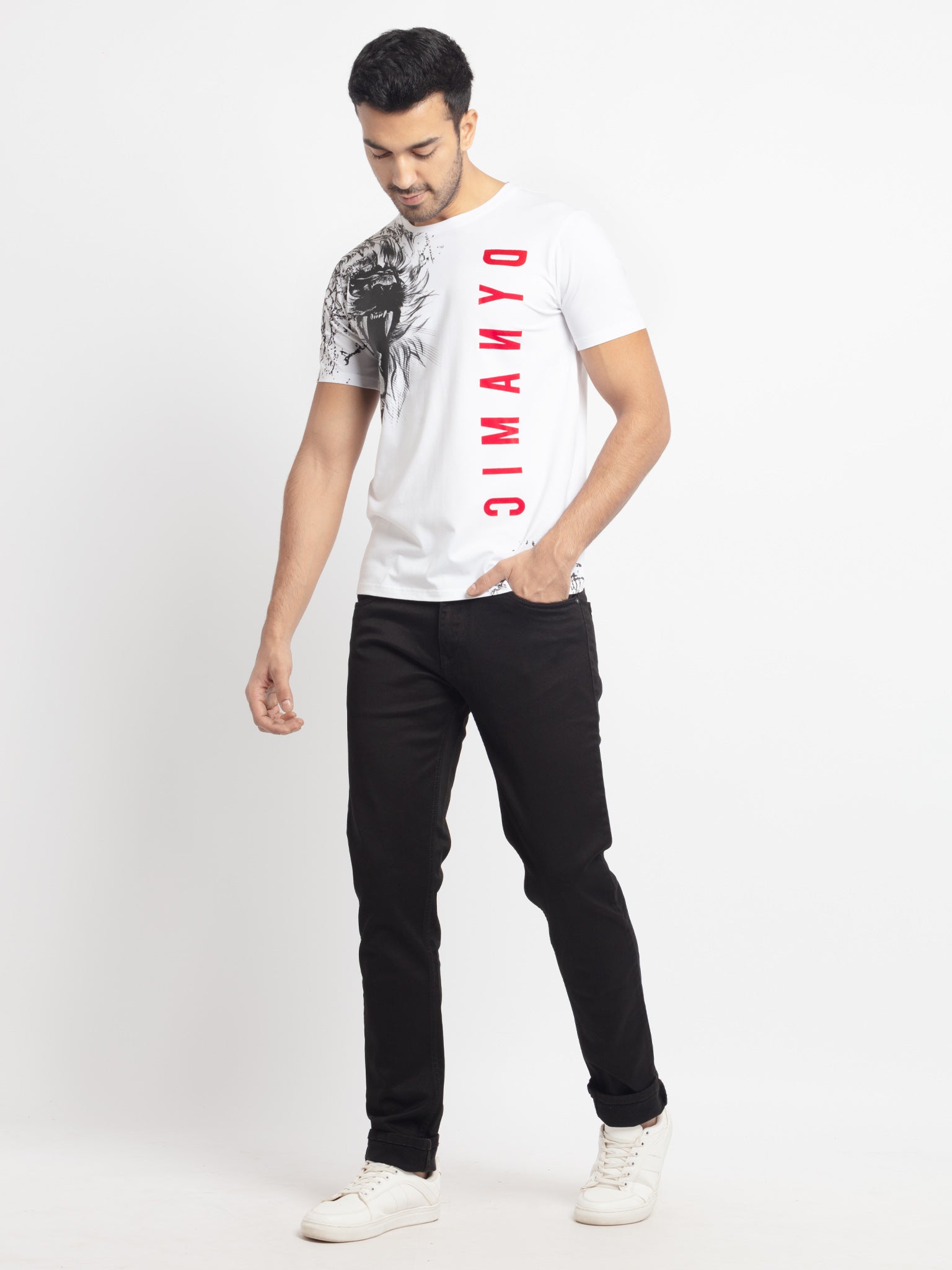 Mens Regular Fit Round Neck Printed T-Shirt