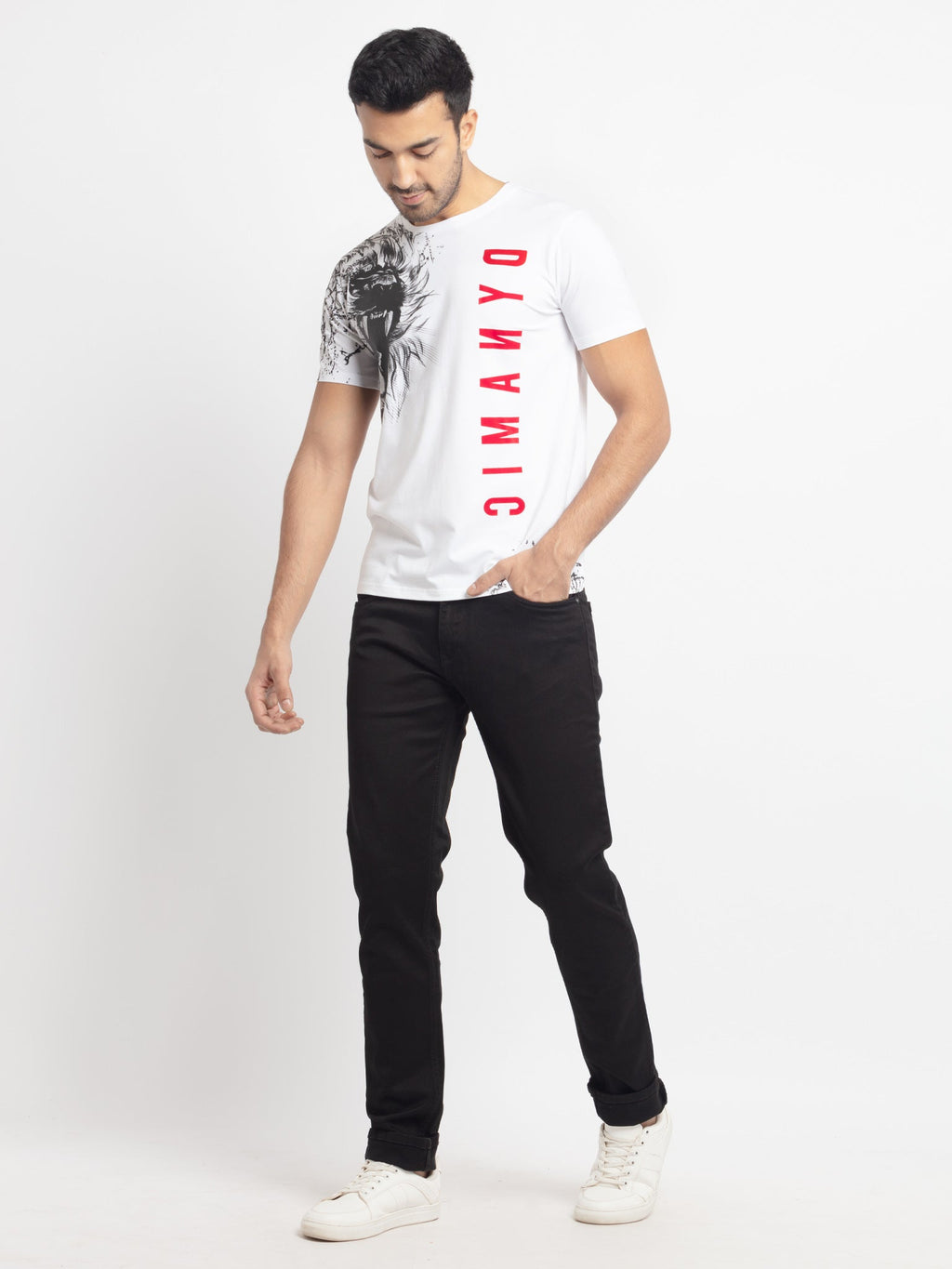 Mens Regular Fit Round Neck Printed T-Shirt