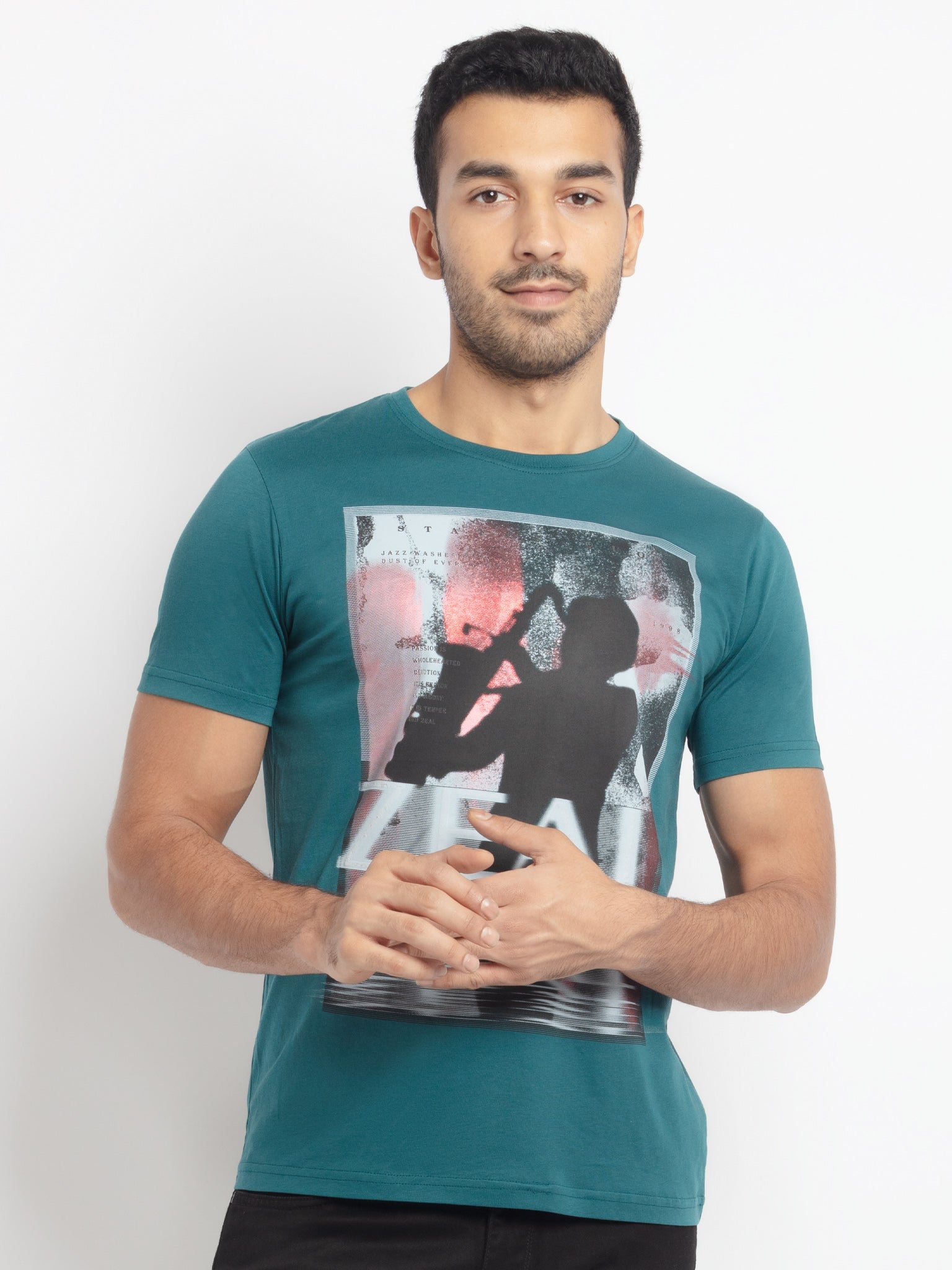 Status Quo |Printed Regular Fit Round Neck T-shirt - 3XL, 4XL, 5XL