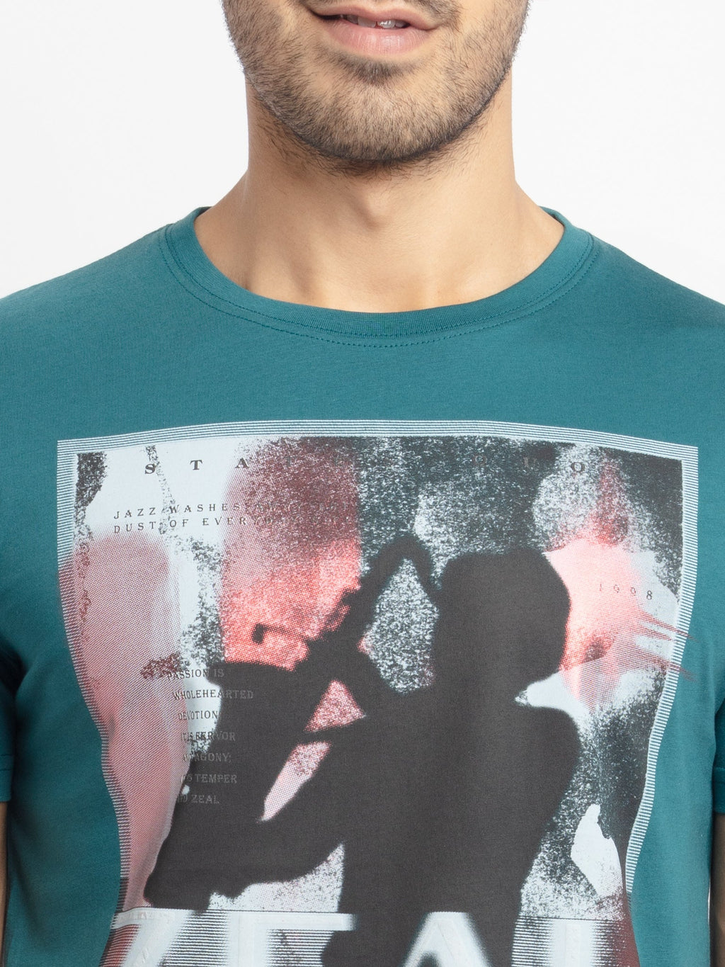Mens Regular Fit Round Neck Printed T-Shirt