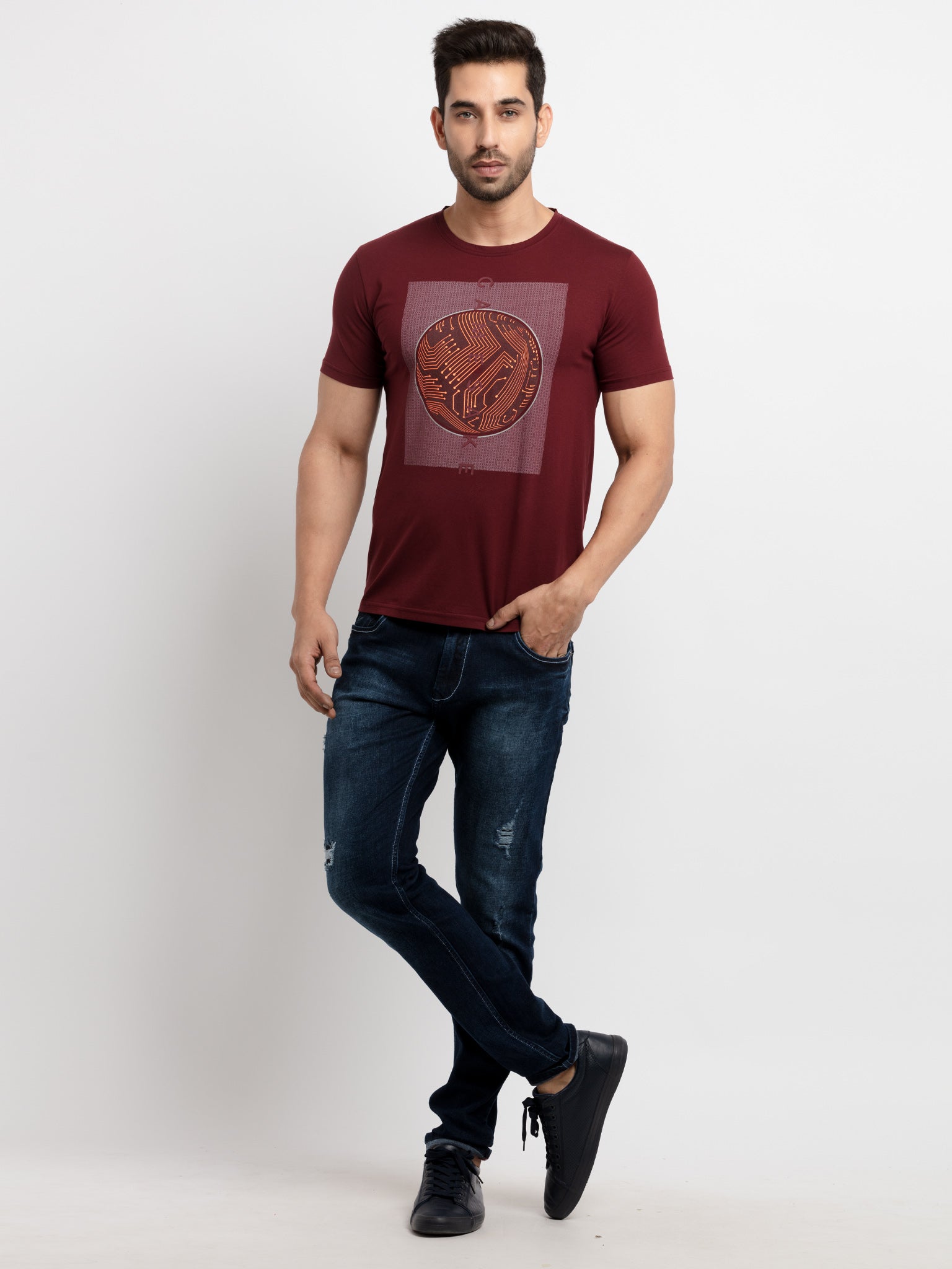 Mens Printed Round Neck T-Shirt