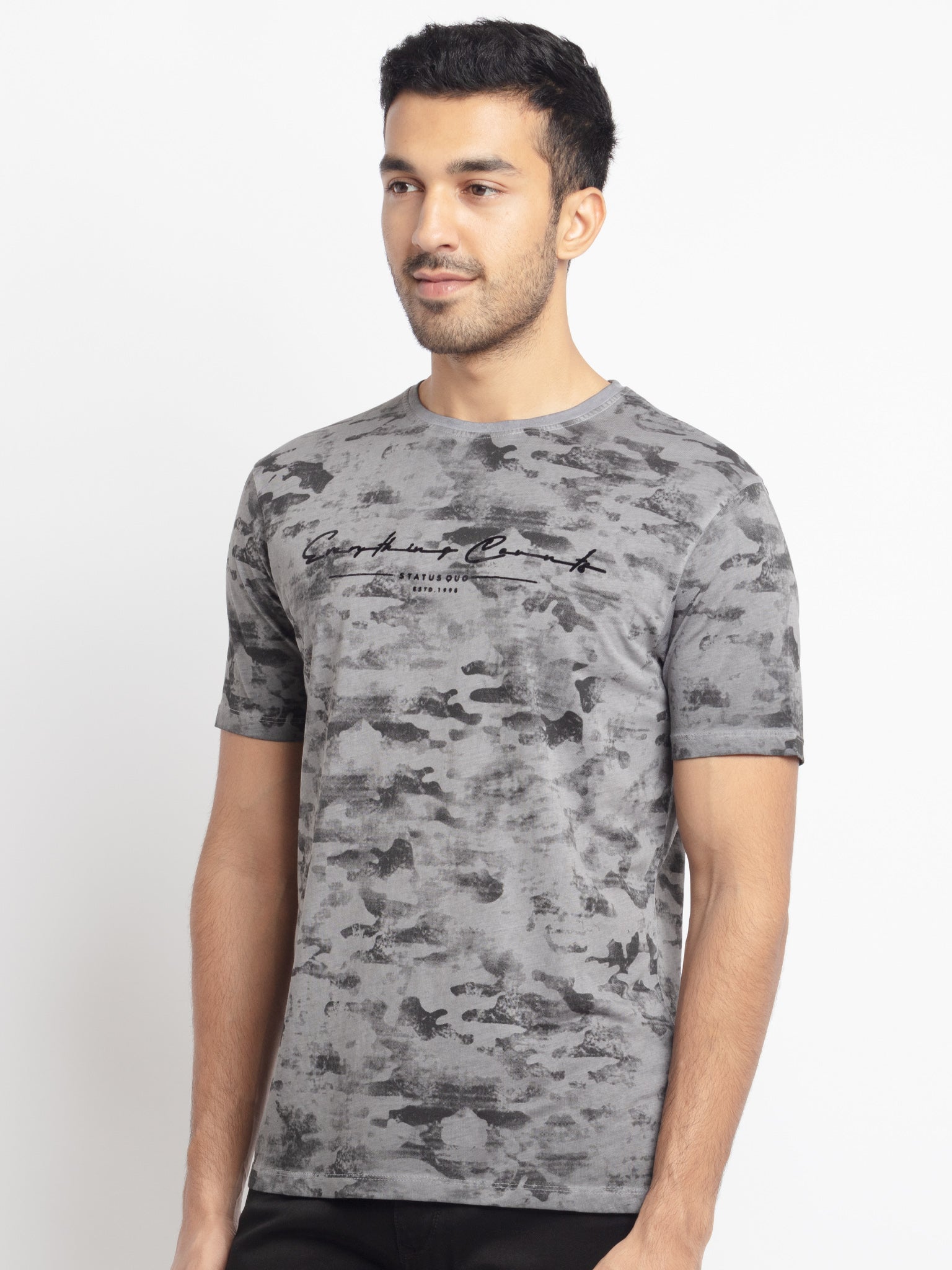 Mens Regular Fit Round Neck Printed T-Shirt