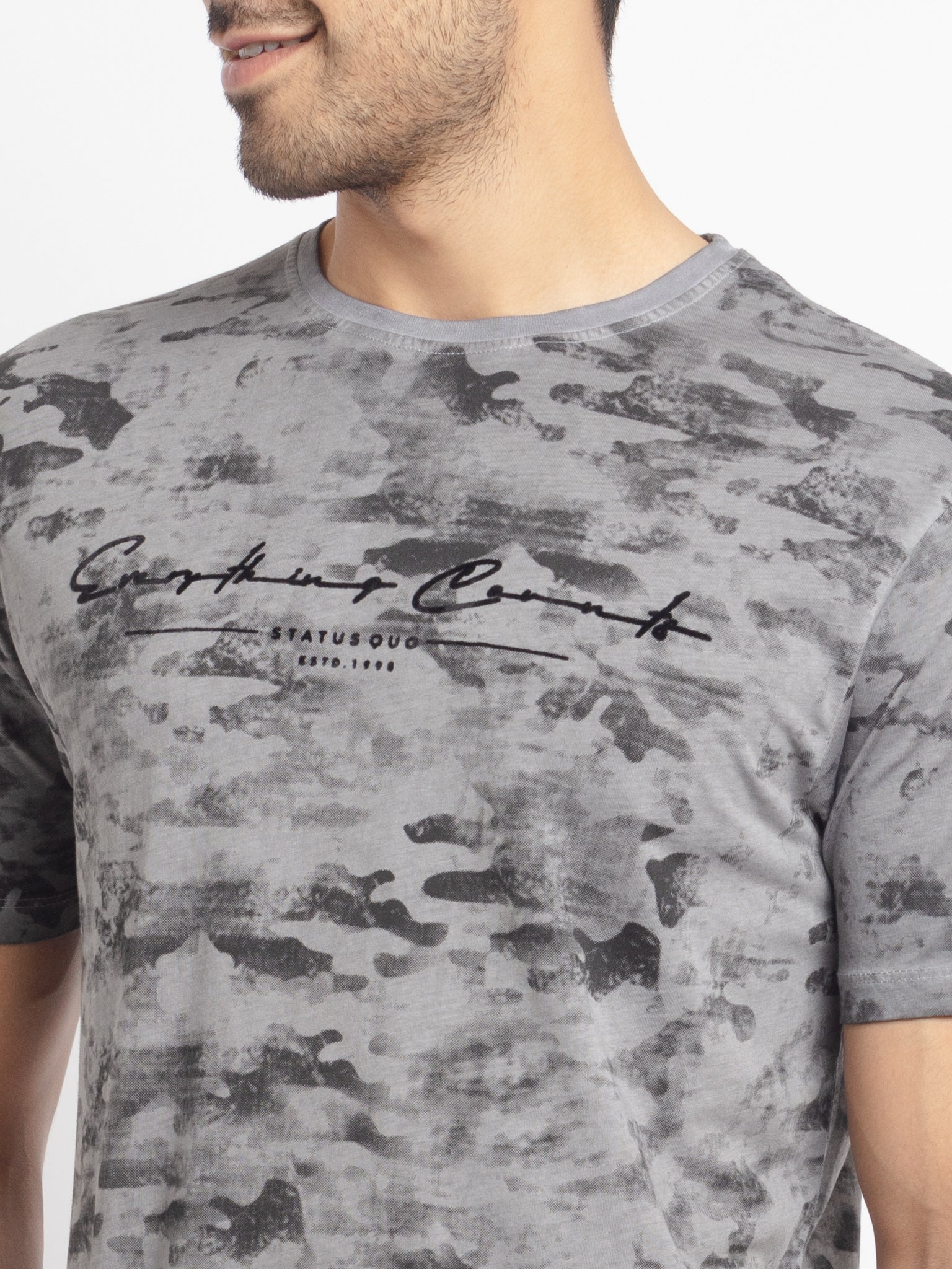 Mens Regular Fit Round Neck Printed T-Shirt
