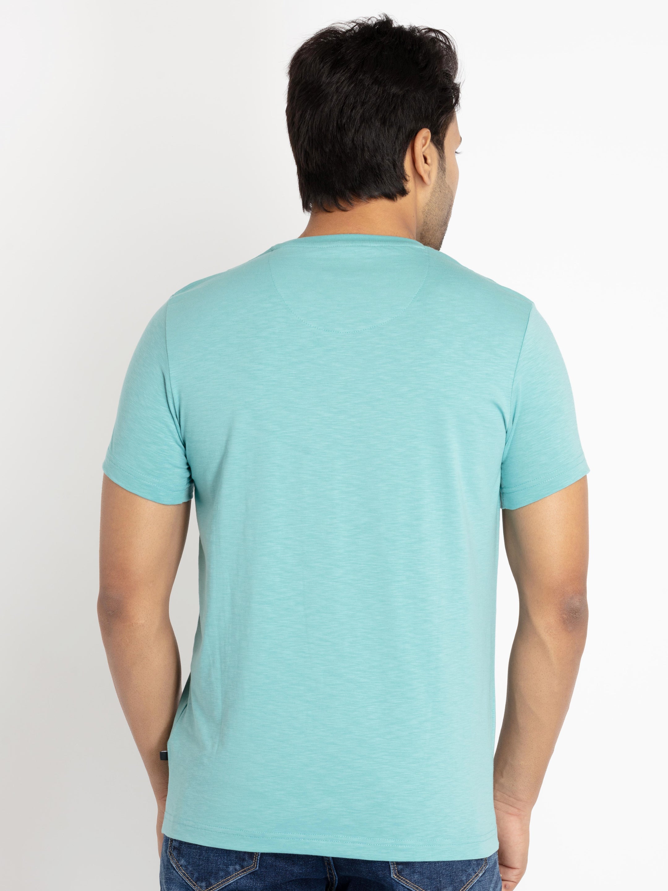 Mens Front Printed Round Neck T-shirt