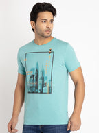 Mens Front Printed Round Neck T-shirt