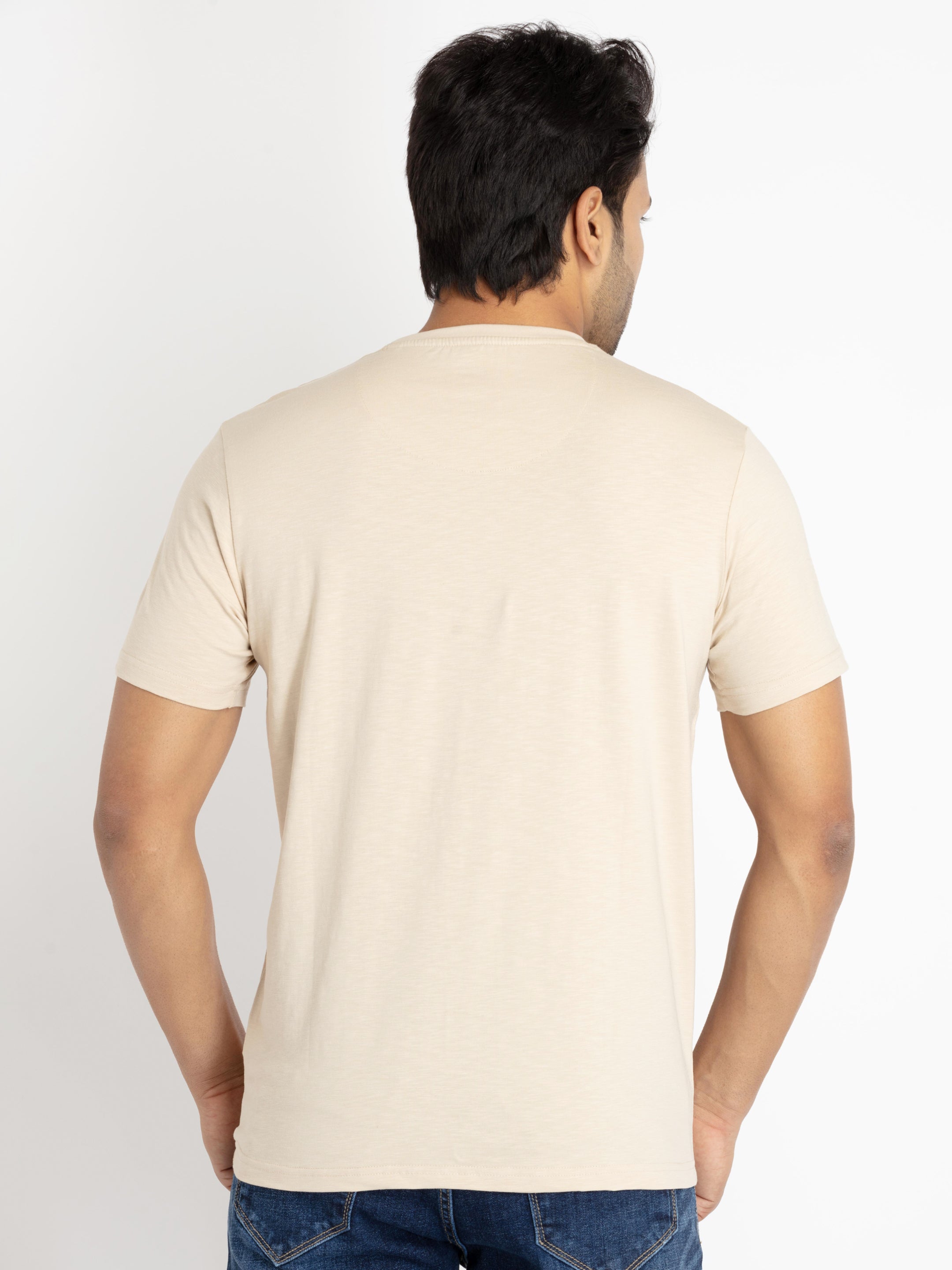Mens Front Printed Round Neck T-shirt