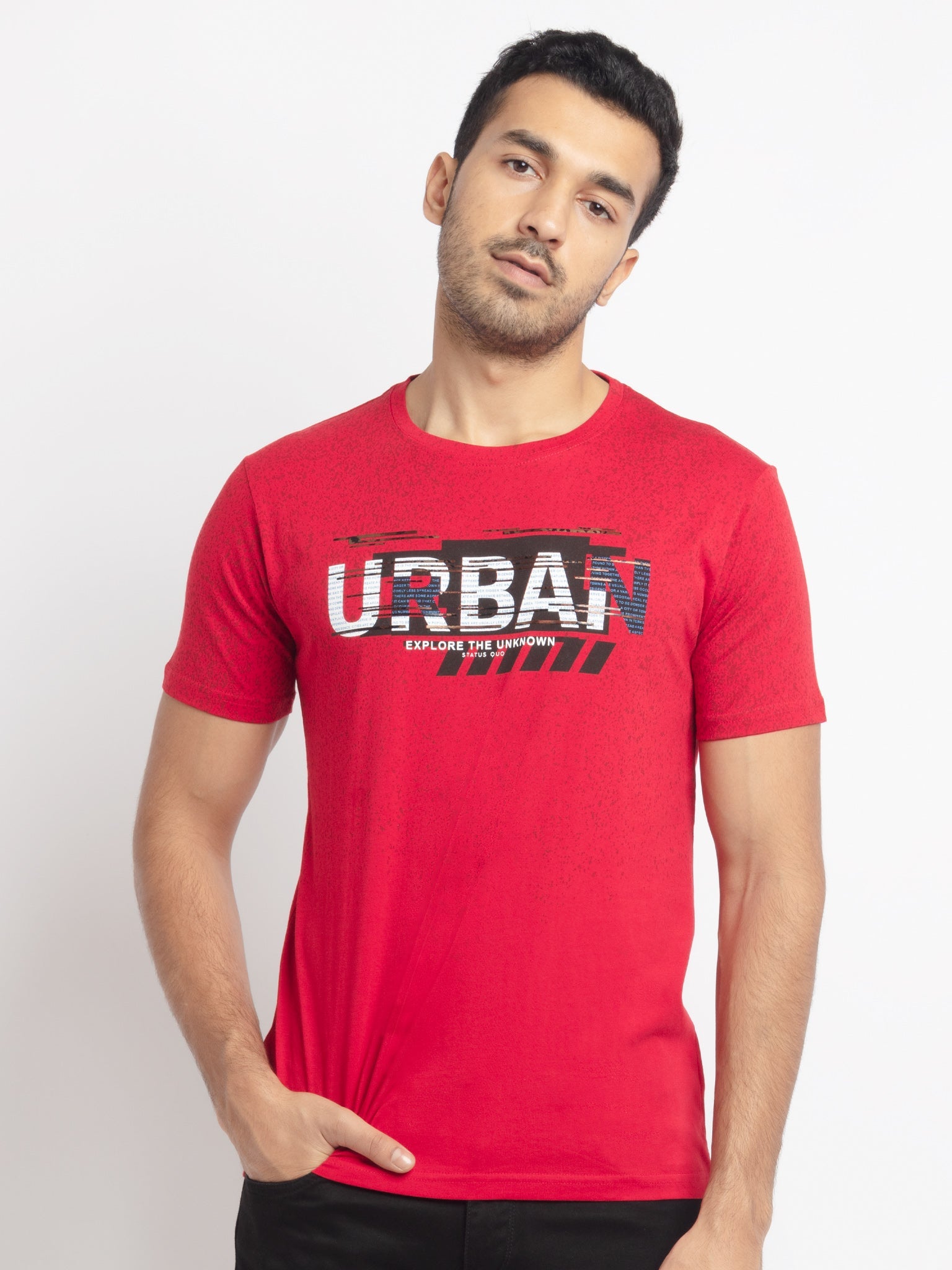 Status Quo |Printed Regular Fit Round Neck T-shirt - S, M, L, XL, XXL