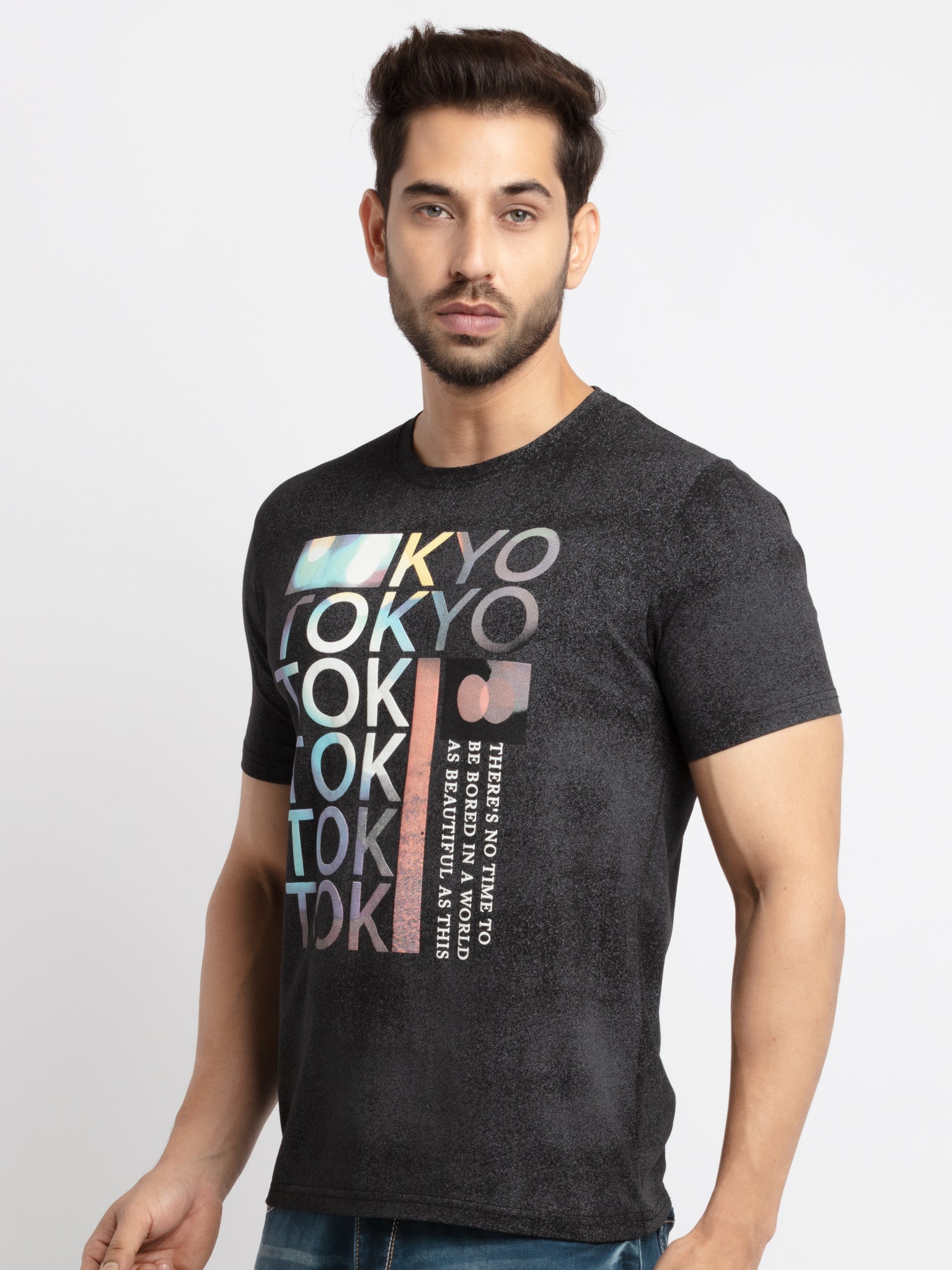 Mens Printed Round Neck T-Shirt