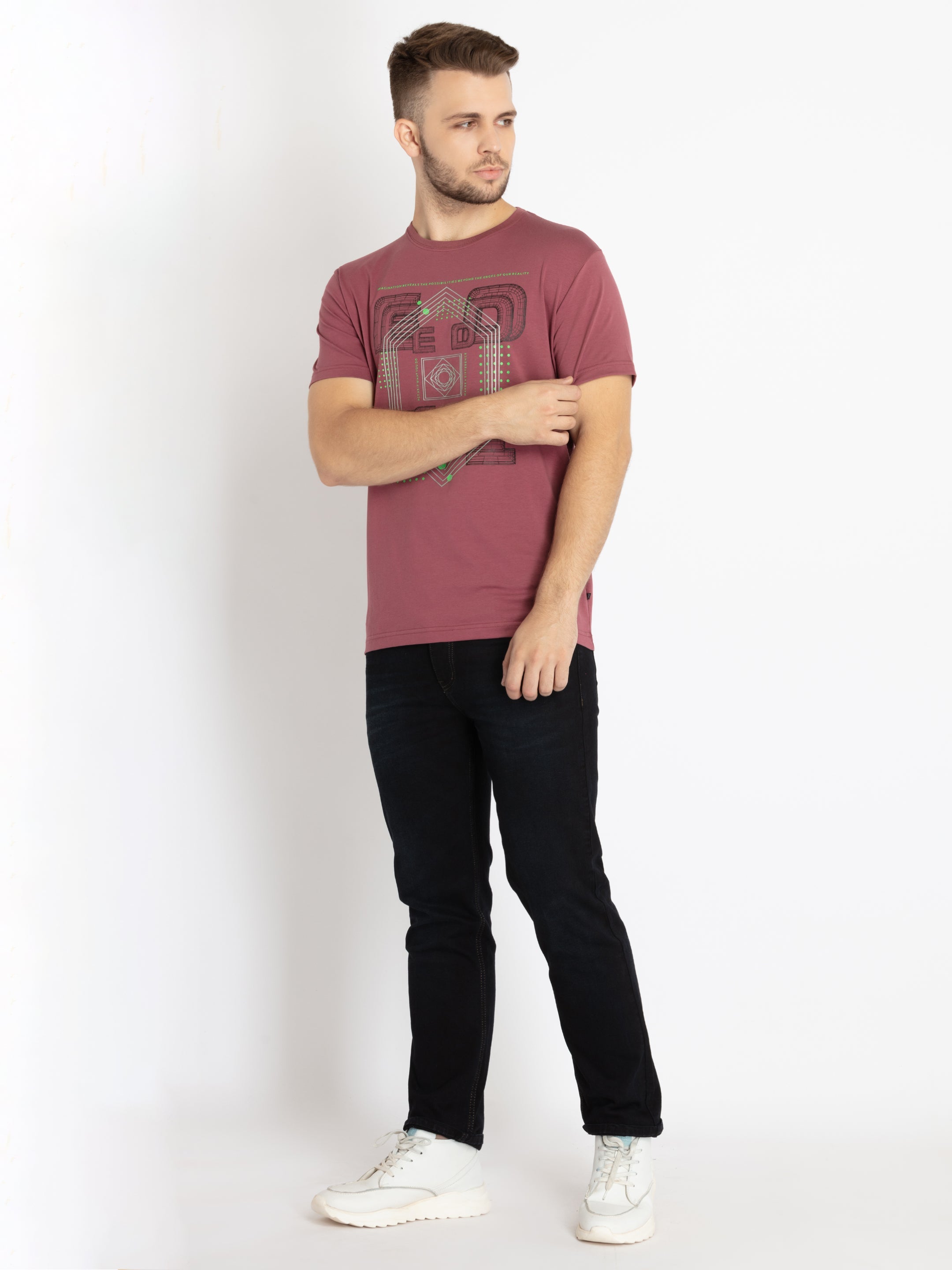 Mens Printed Round Neck T-shirt