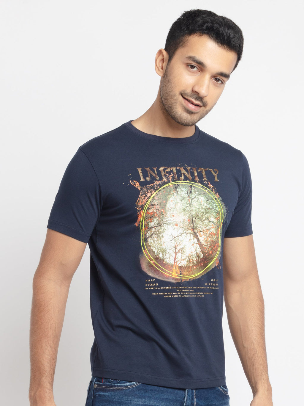 Mens Regular Fit Round Neck Printed T-Shirt