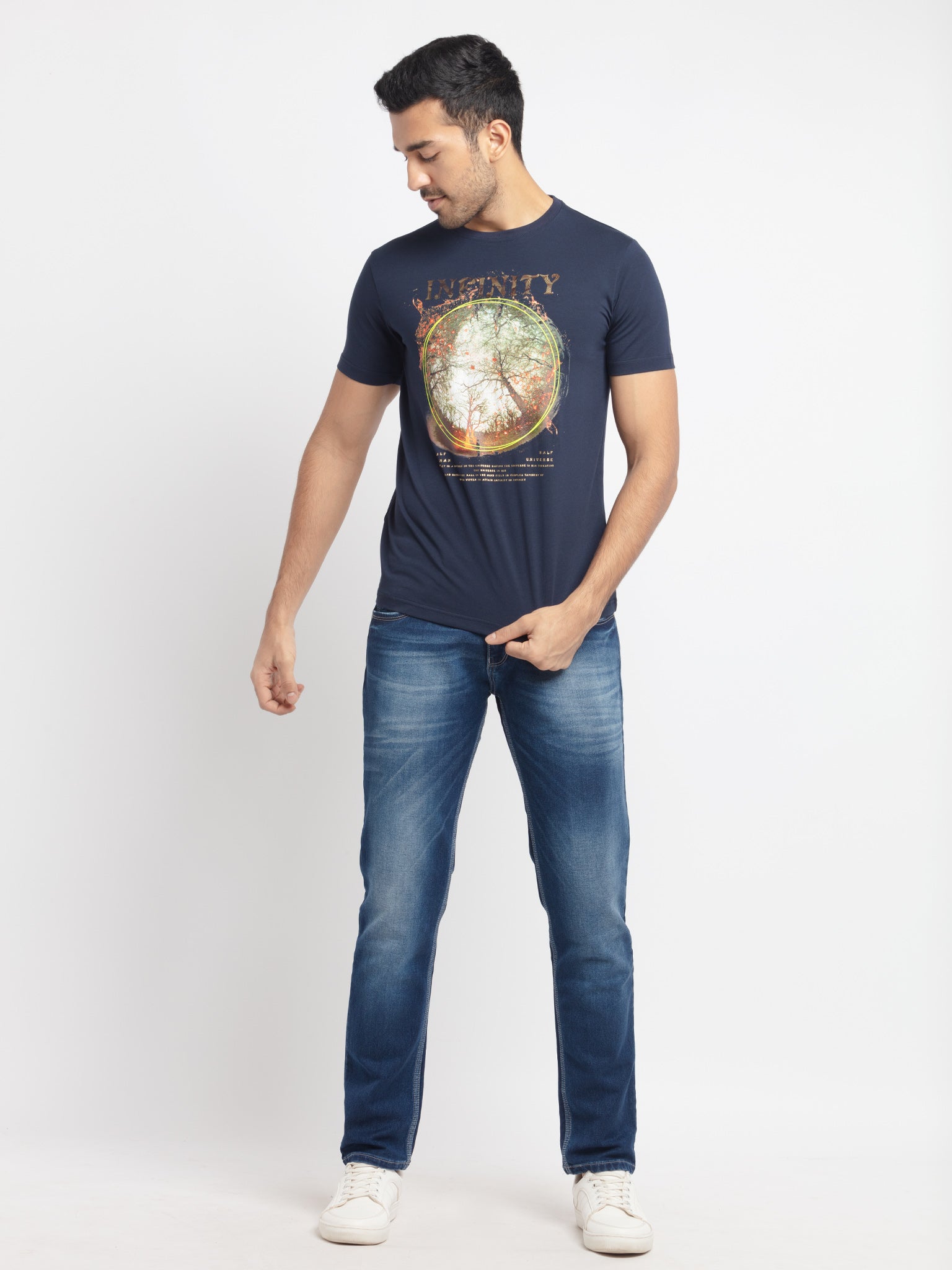 Mens Regular Fit Round Neck Printed T-Shirt