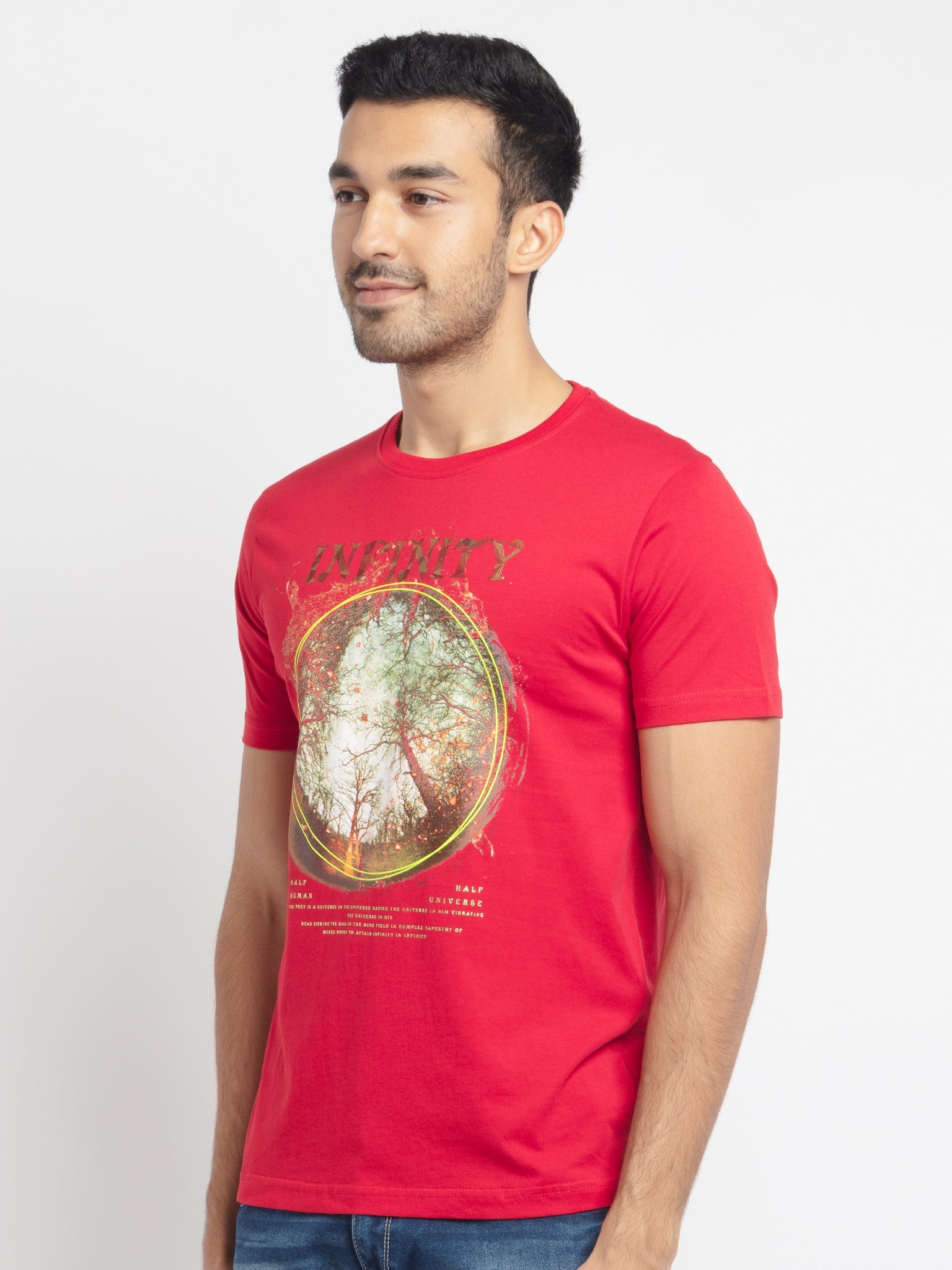 Mens Regular Fit Round Neck Printed T-Shirt