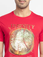 Mens Regular Fit Round Neck Printed T-Shirt