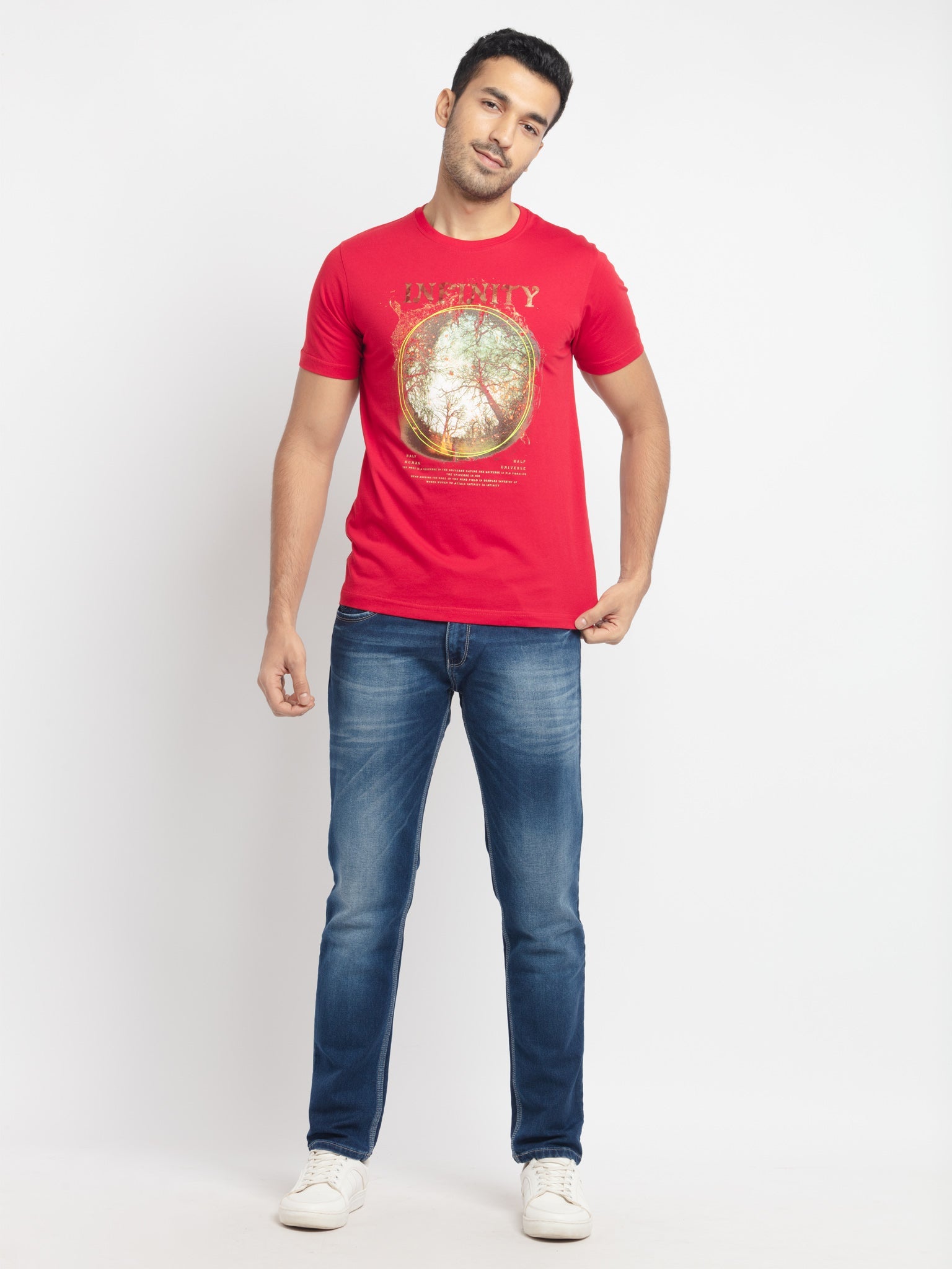 Mens Regular Fit Round Neck Printed T-Shirt