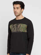 Mens Printed Round Neck Full Sleeves T-Shirt