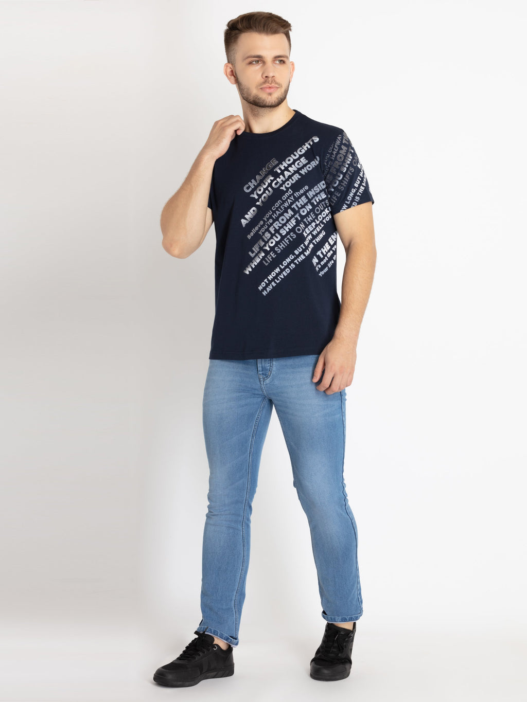Mens Printed Round Neck T-shirt