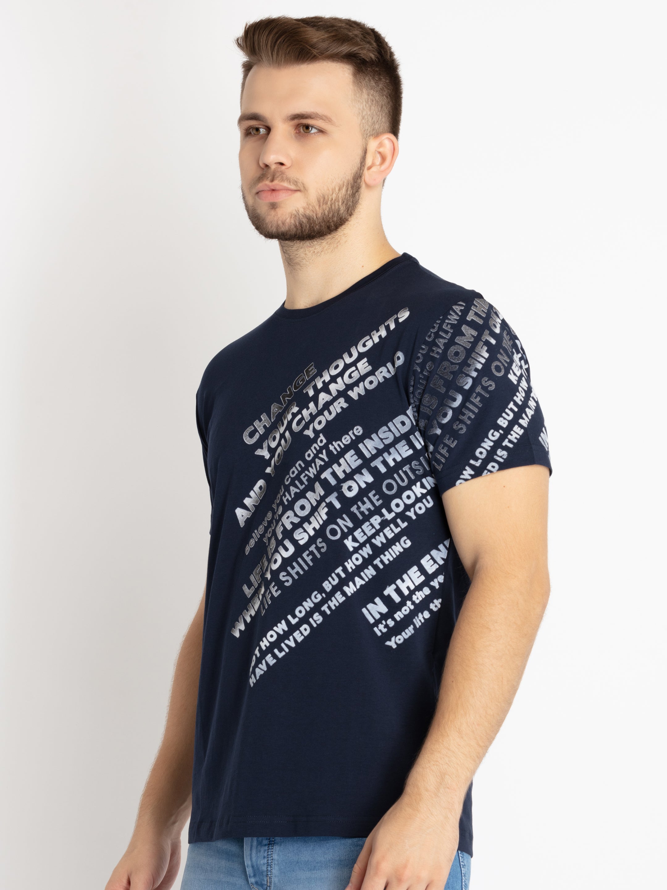 Mens Printed Round Neck T-shirt