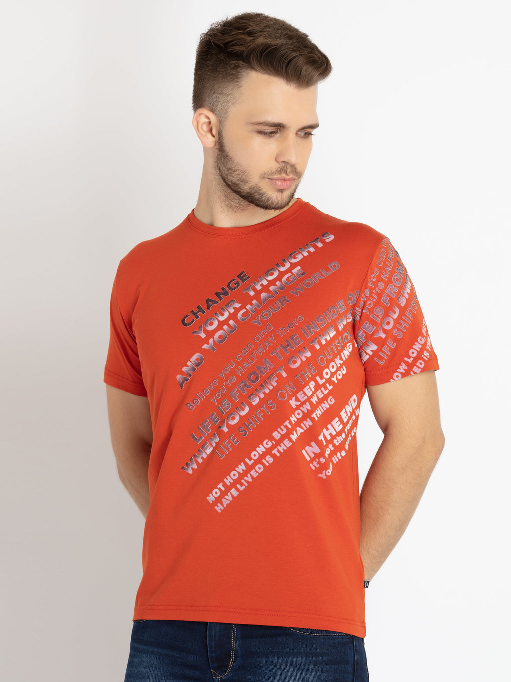 Mens Printed Round Neck T-shirt