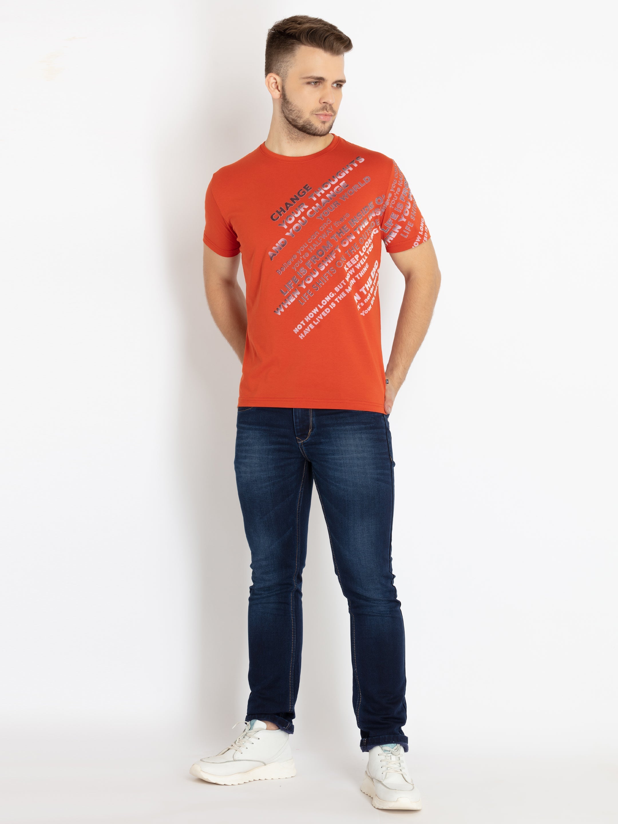 Mens Printed Round Neck T-shirt