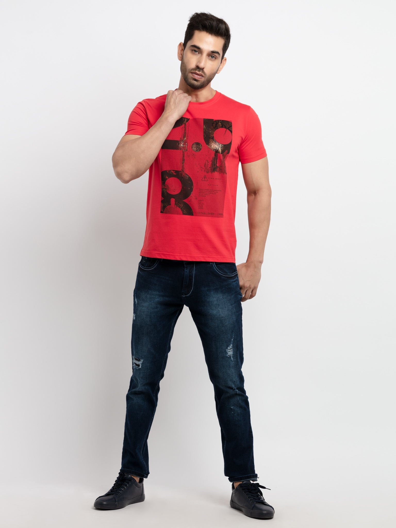Mens Printed Round Neck T-Shirt