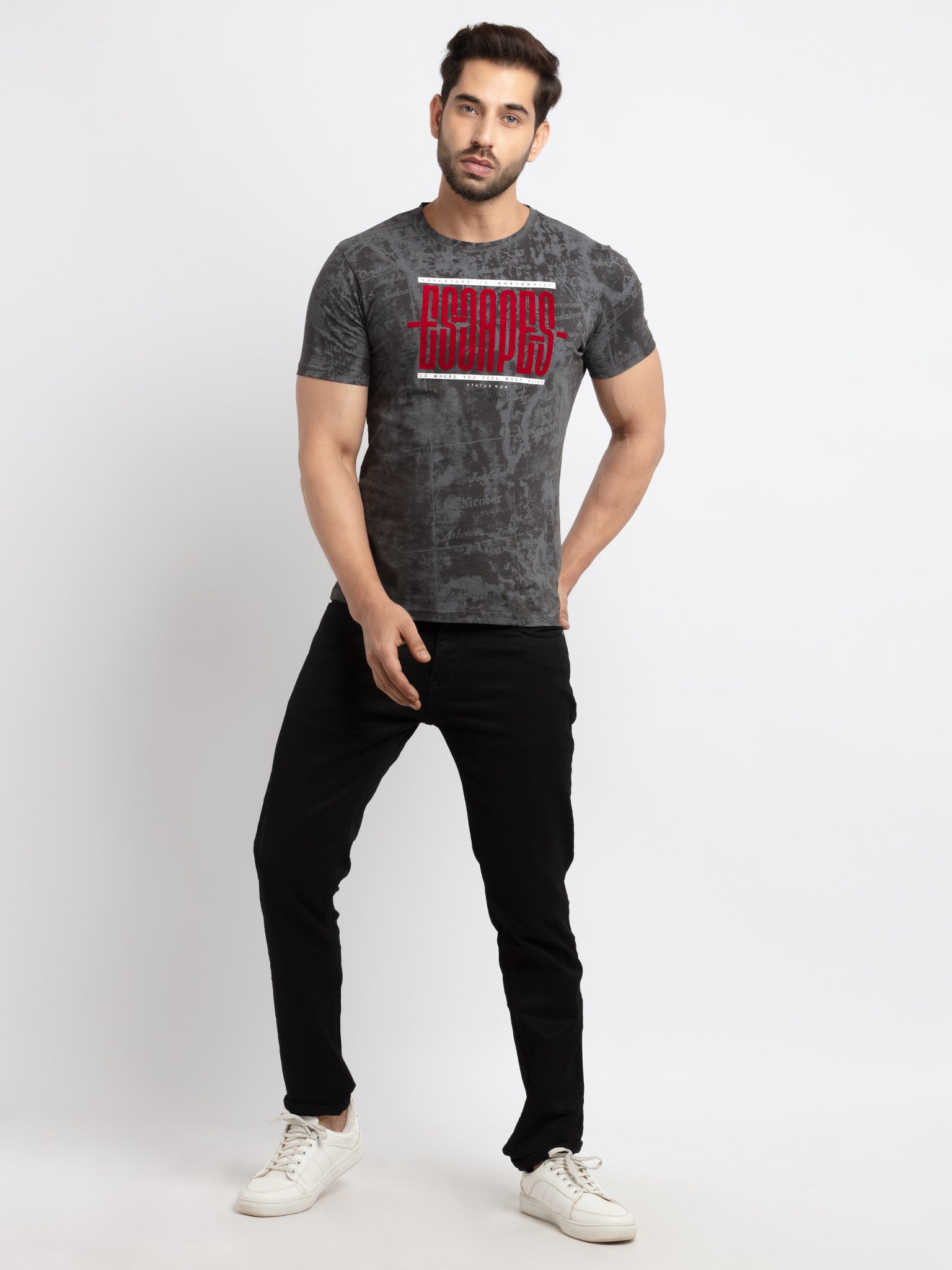 Mens Printed Round Neck T-Shirt