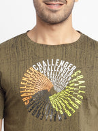 Mens Regular Fit Round Neck Printed T-Shirt