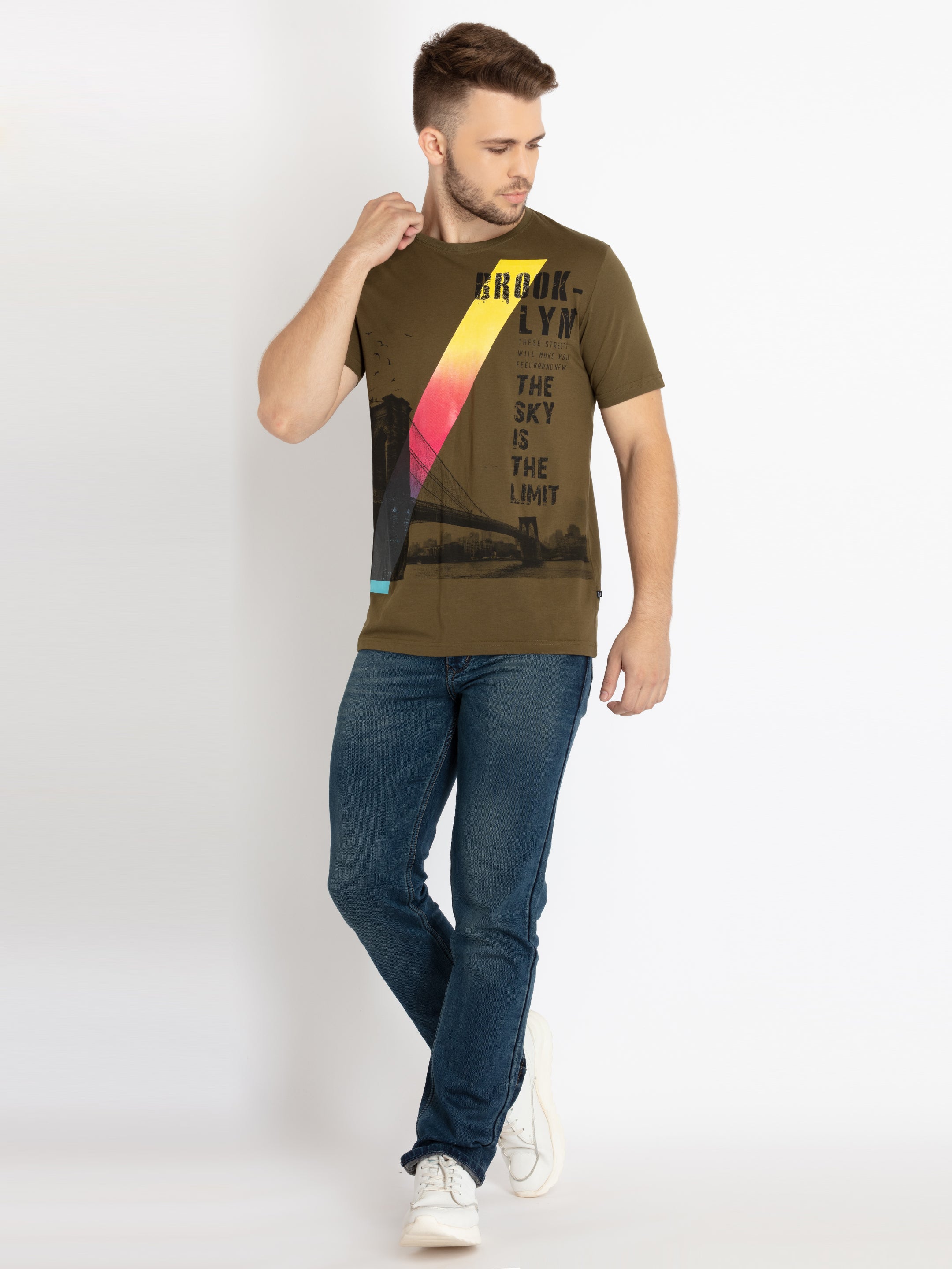 Mens Printed Round Neck T-shirt