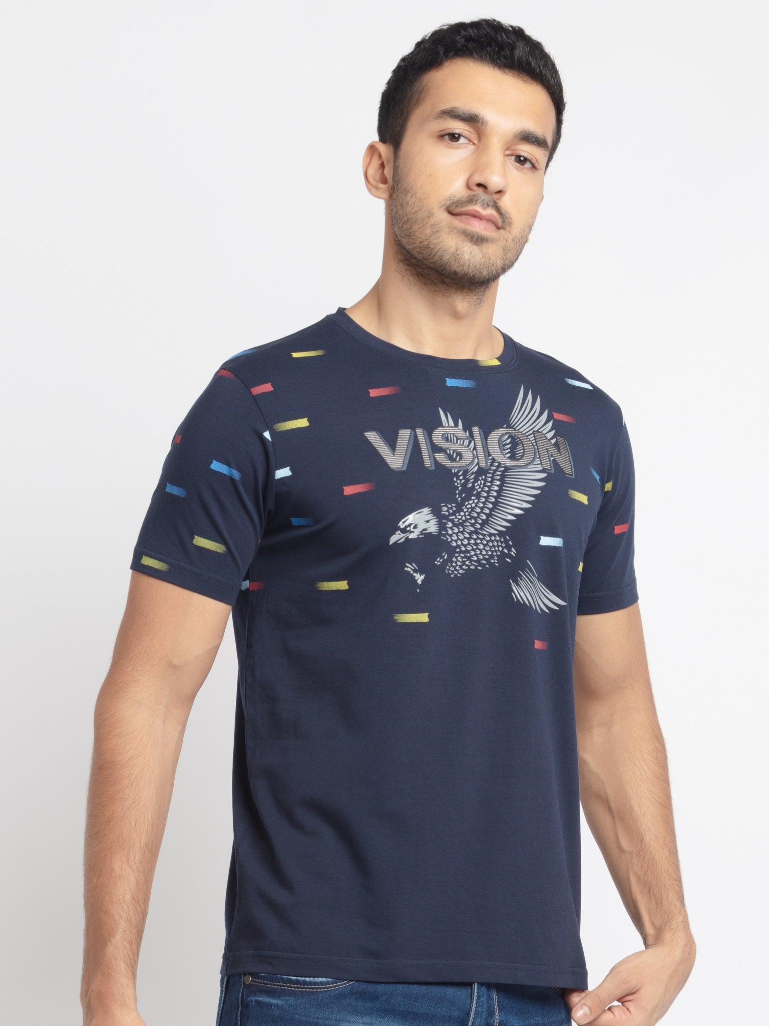 Mens Regular Fit Round Neck Printed T-Shirt