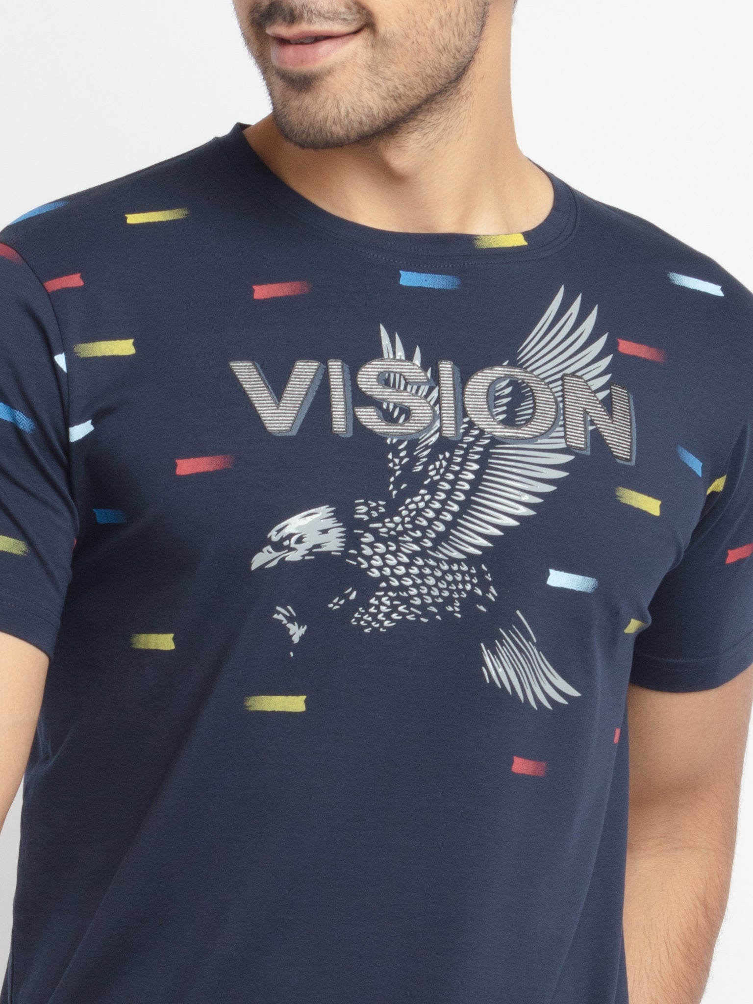 Mens Regular Fit Round Neck Printed T-Shirt