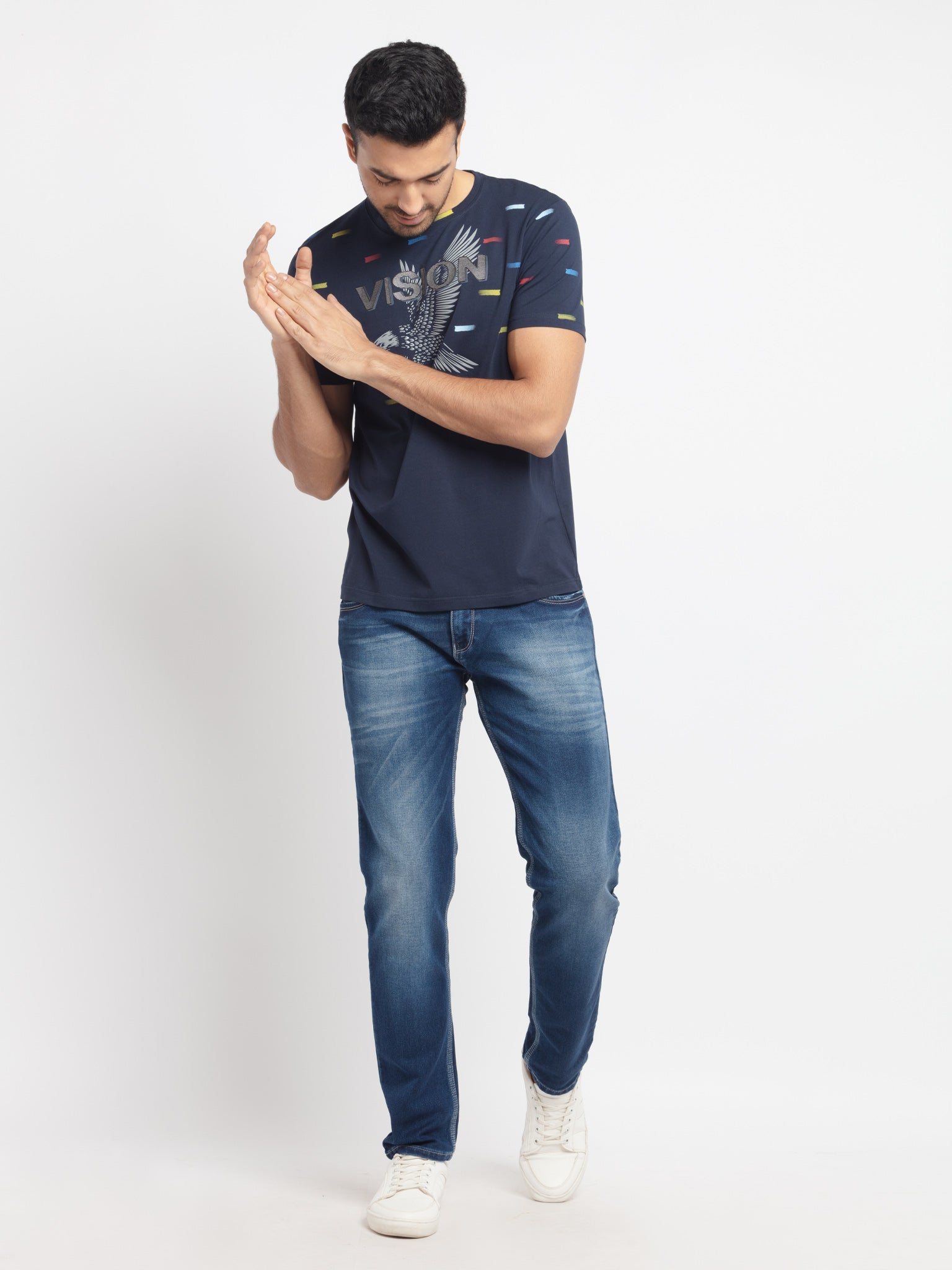 Mens Regular Fit Round Neck Printed T-Shirt