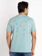Mens Front Printed Round Neck T-shirt