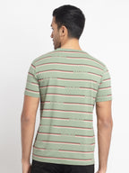 Mens Regular Fit Round Neck Striped T-Shirt