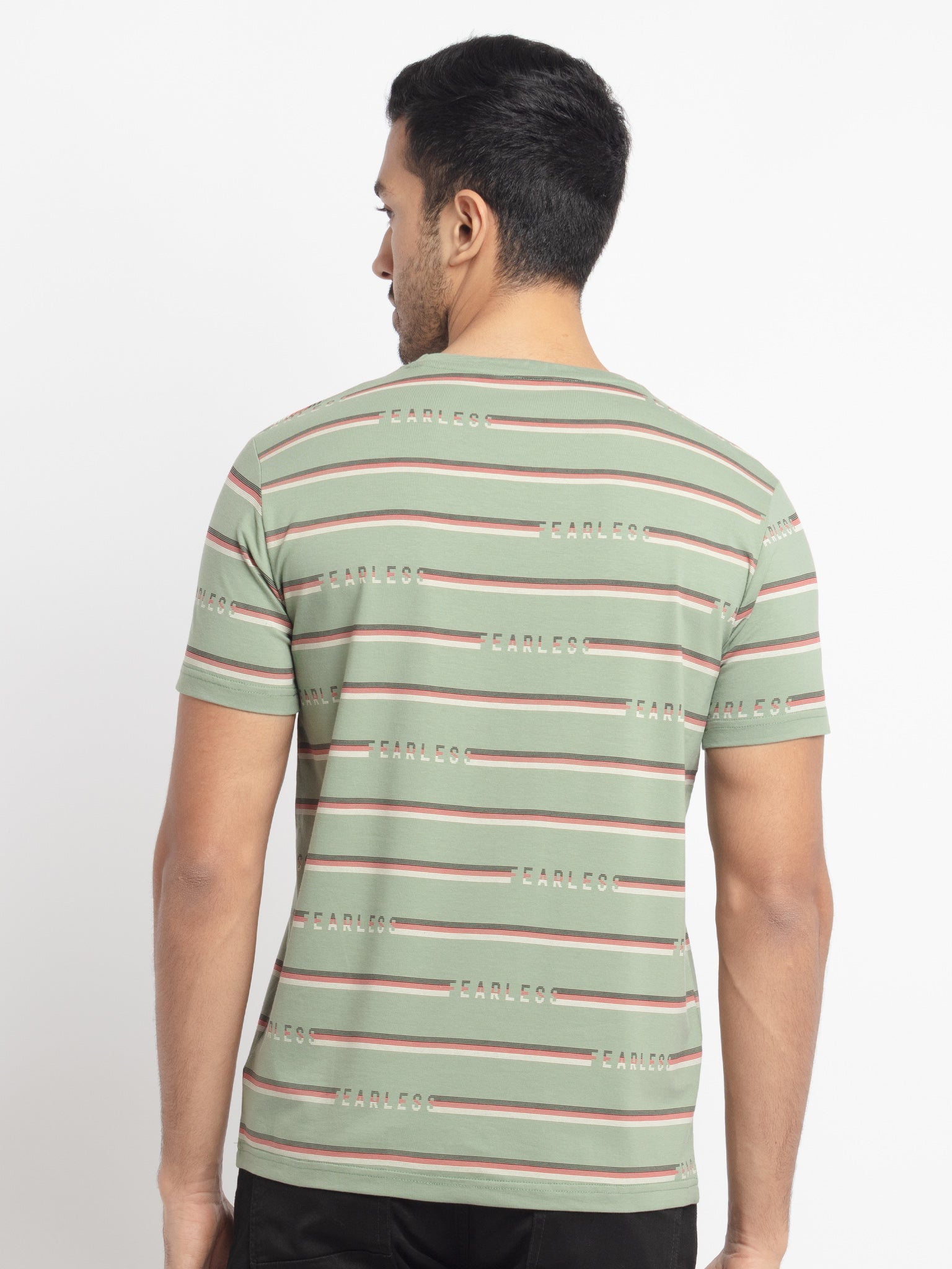 Mens Regular Fit Round Neck Striped T-Shirt