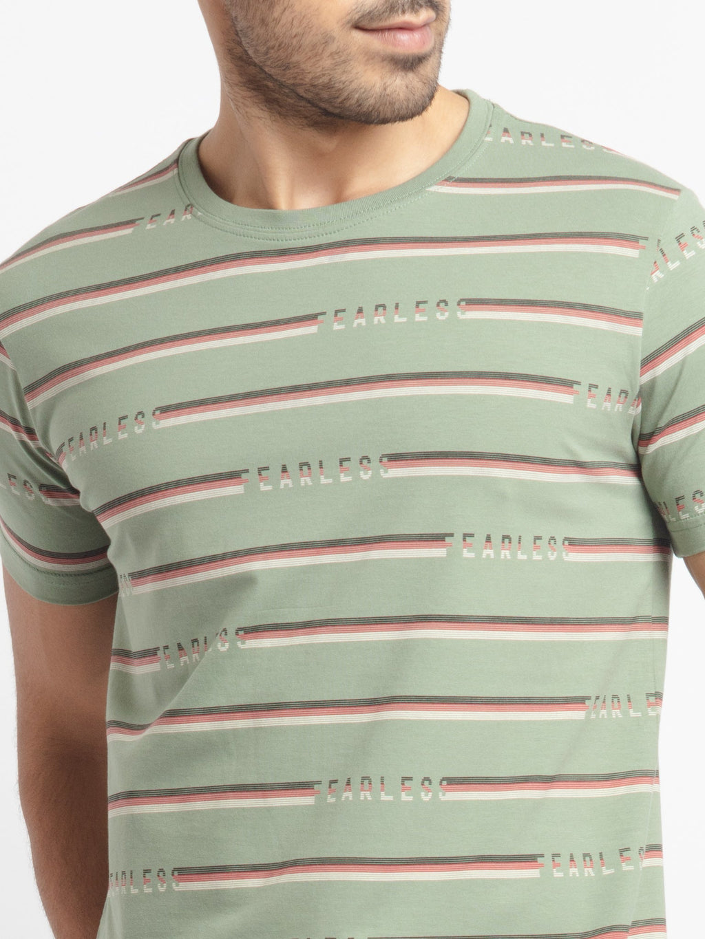 Mens Regular Fit Round Neck Striped T-Shirt