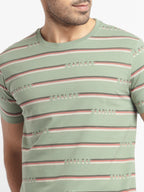 Mens Regular Fit Round Neck Striped T-Shirt