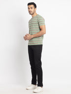Mens Regular Fit Round Neck Striped T-Shirt