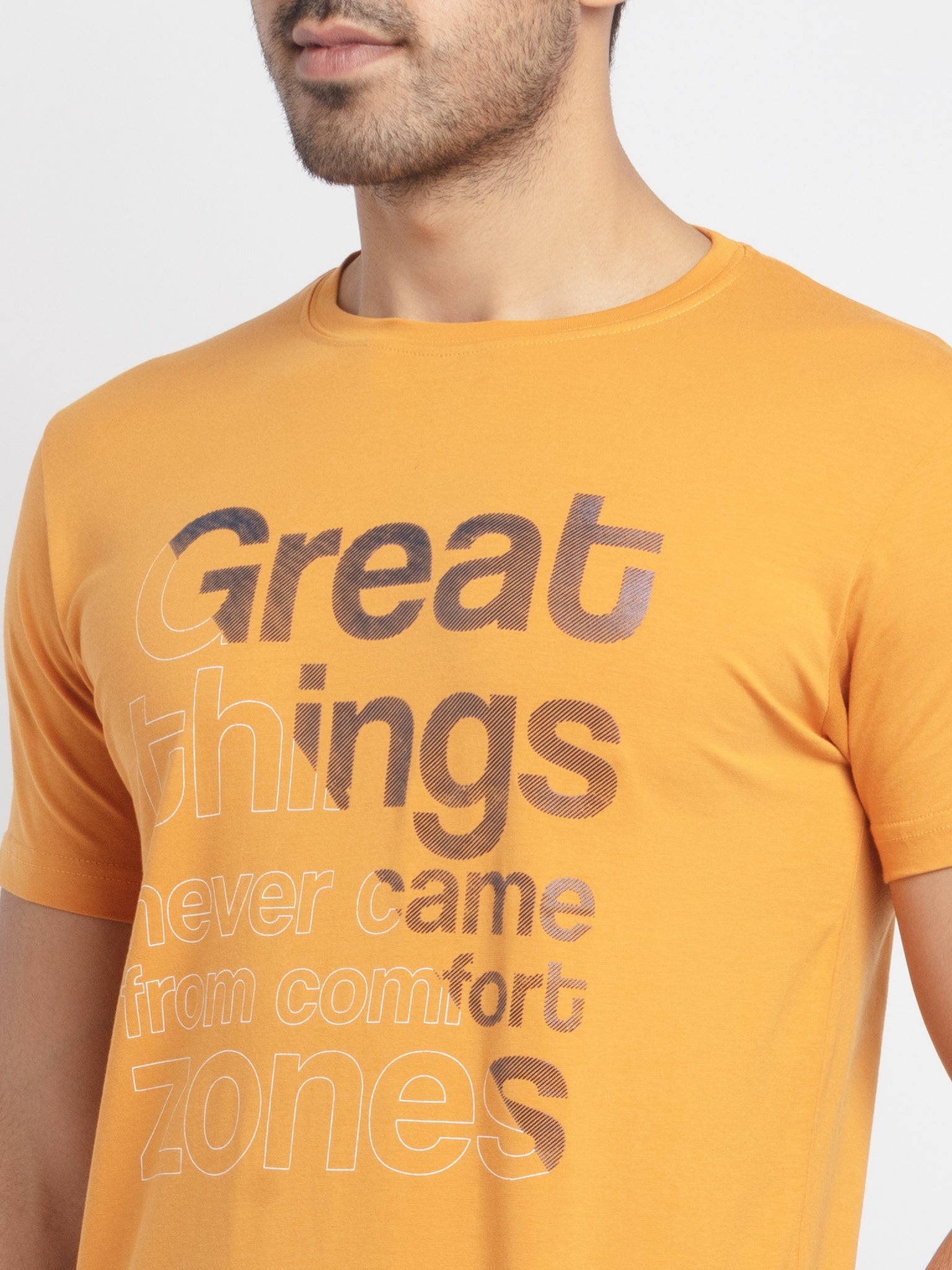 Mens Regular Fit Round Neck Printed T-Shirt