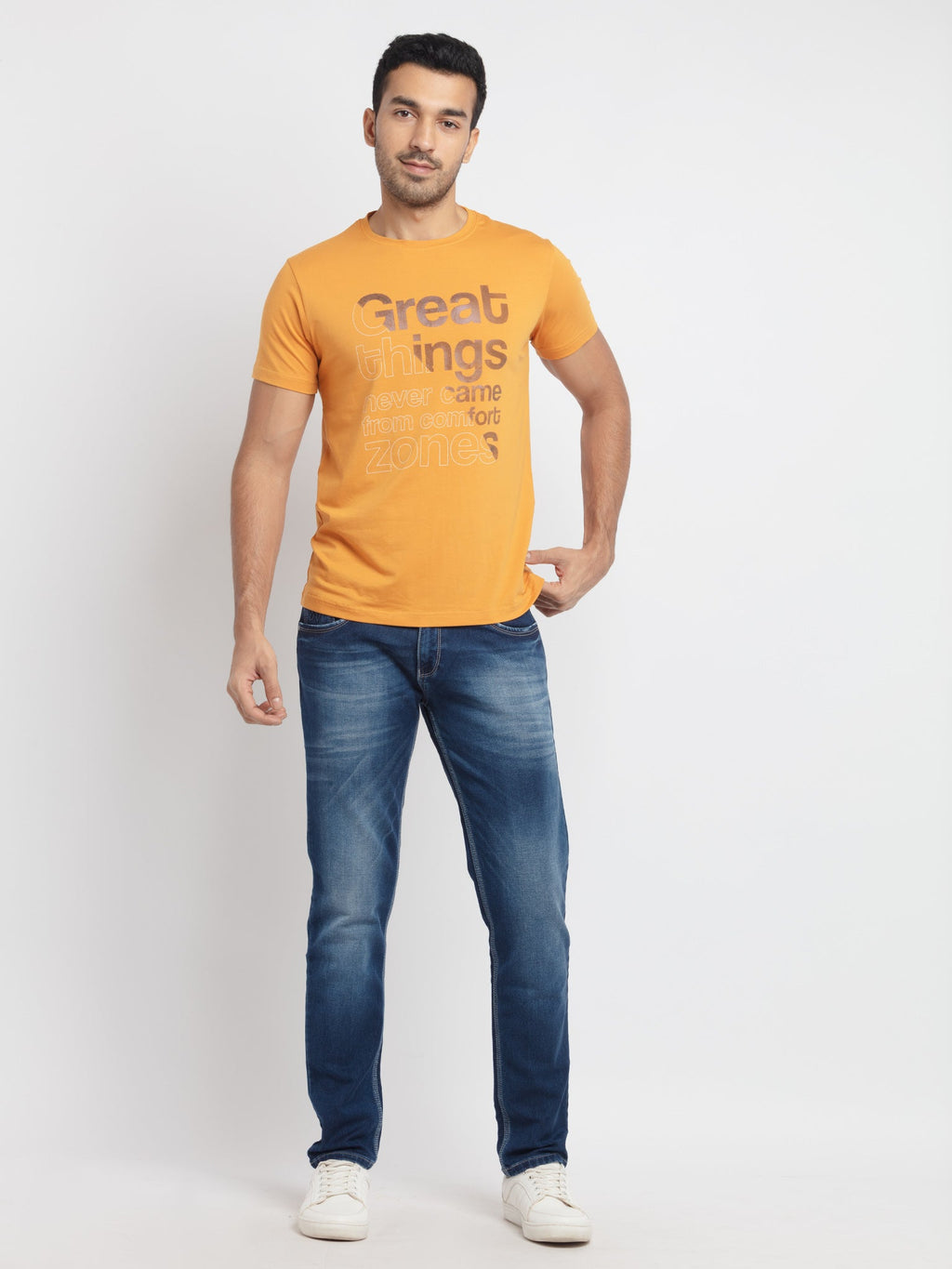 Mens Regular Fit Round Neck Printed T-Shirt