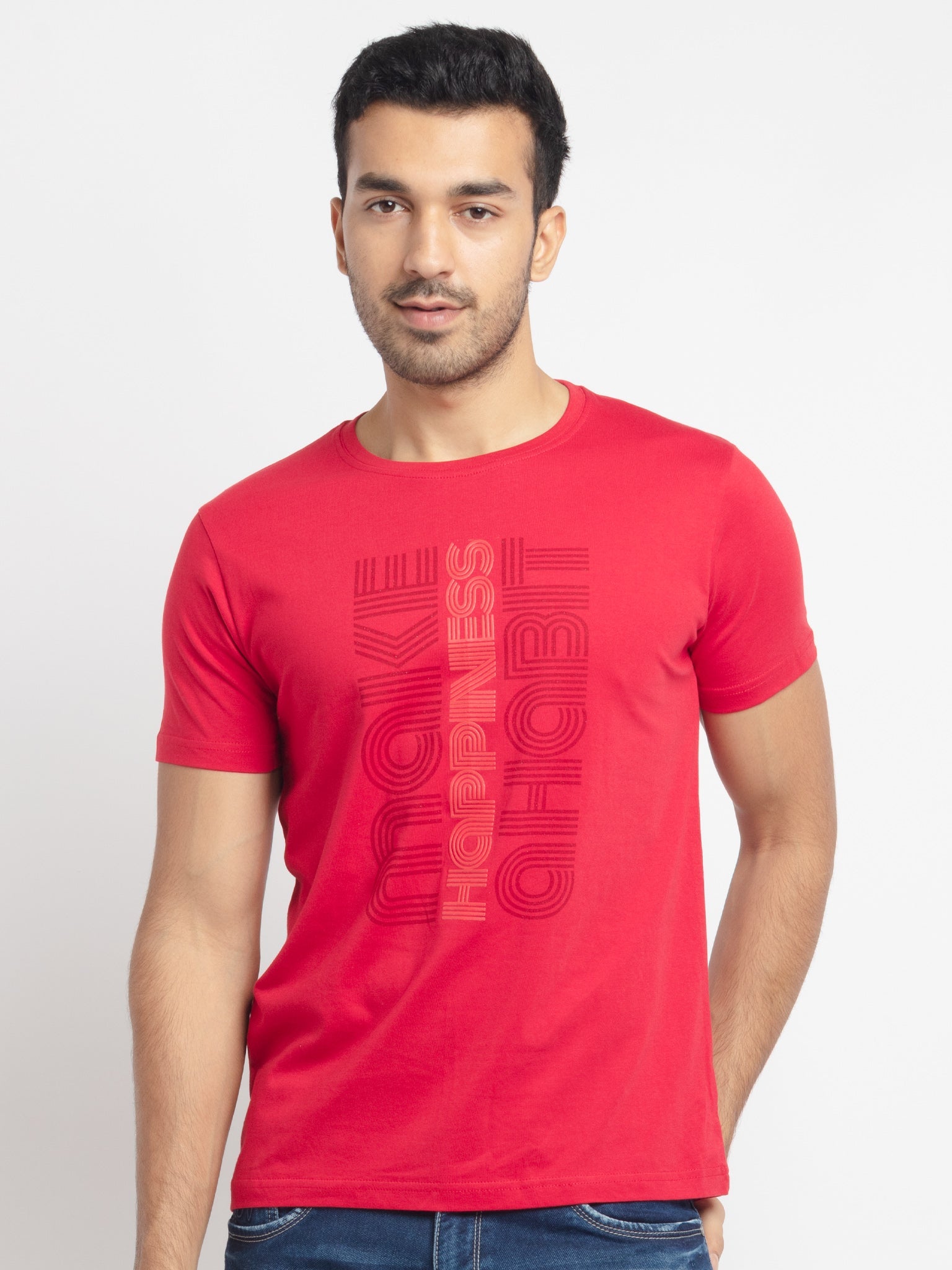 Status Quo |Printed Regular Fit Round Neck T-shirt - 3XL, 4XL, 5XL