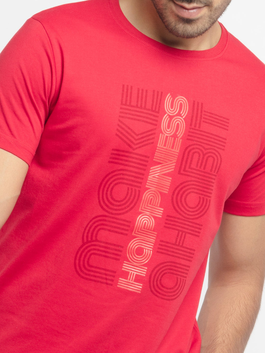 Mens Regular Fit Round Neck Printed T-Shirt