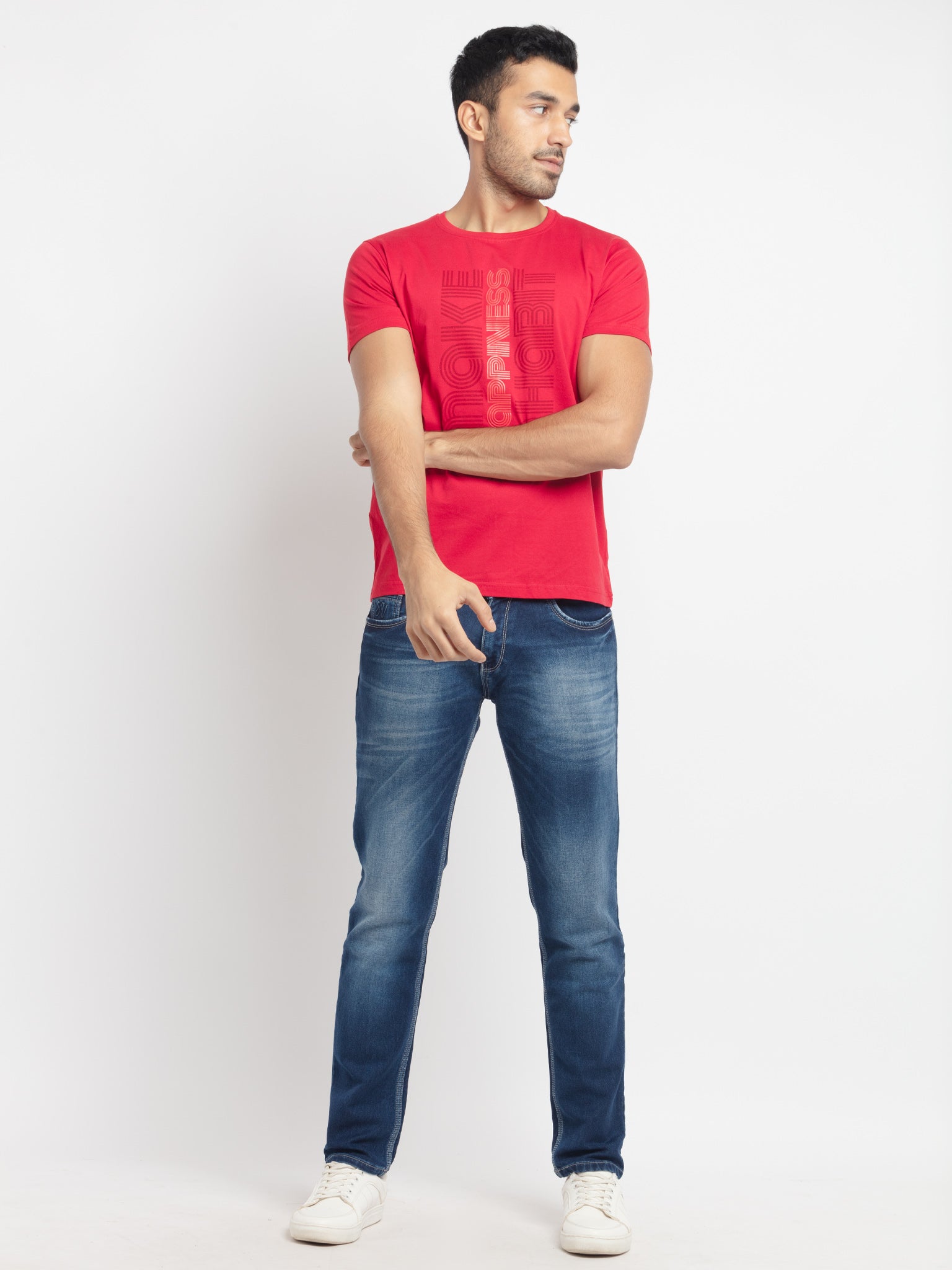 Mens Regular Fit Round Neck Printed T-Shirt