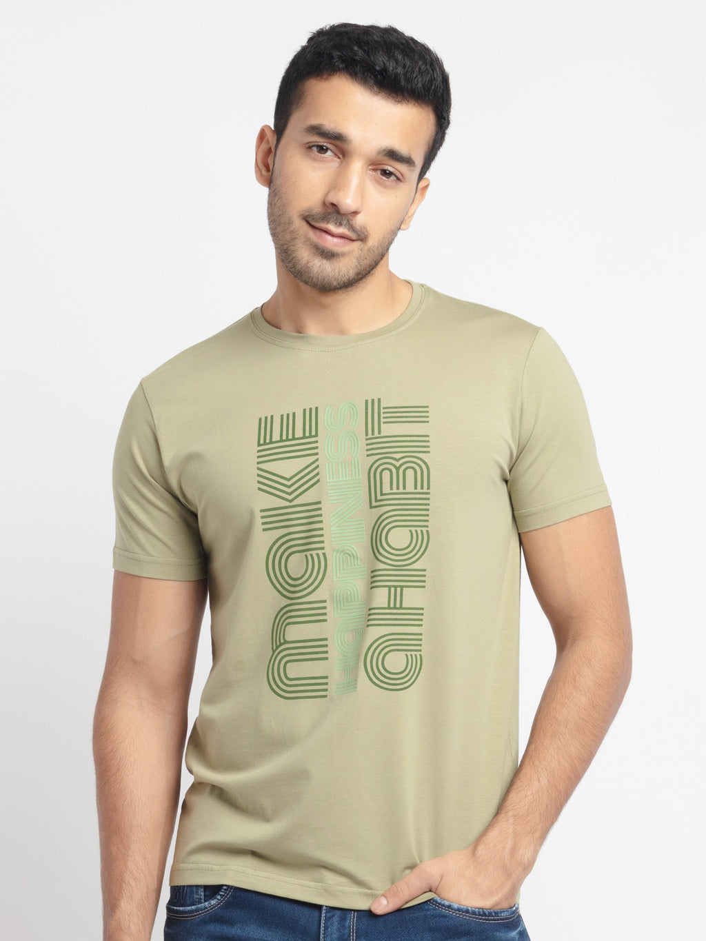 Status Quo |Printed Regular Fit Round Neck T-shirt - 3XL, 4XL, 5XL