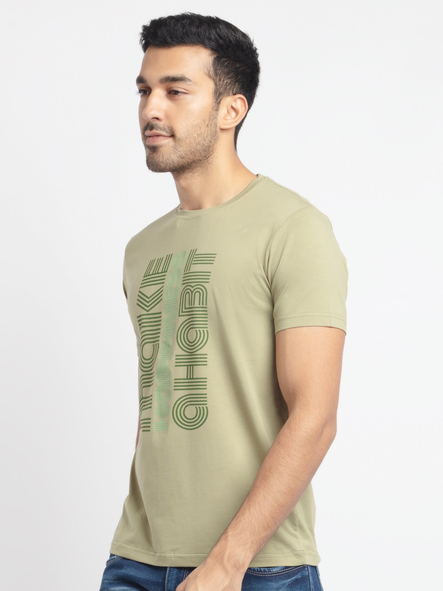 Mens Regular Fit Round Neck Printed T-Shirt