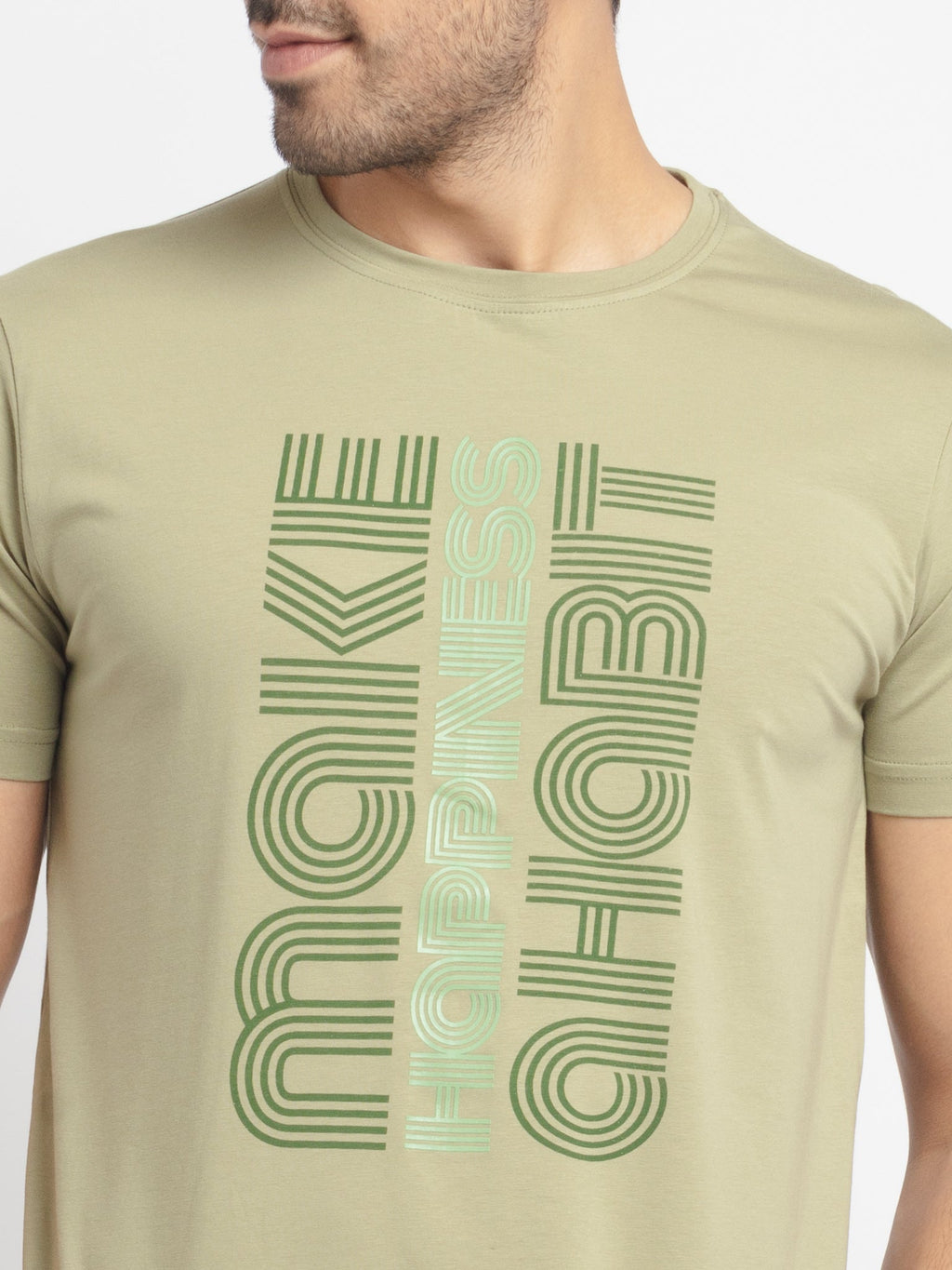 Mens Regular Fit Round Neck Printed T-Shirt