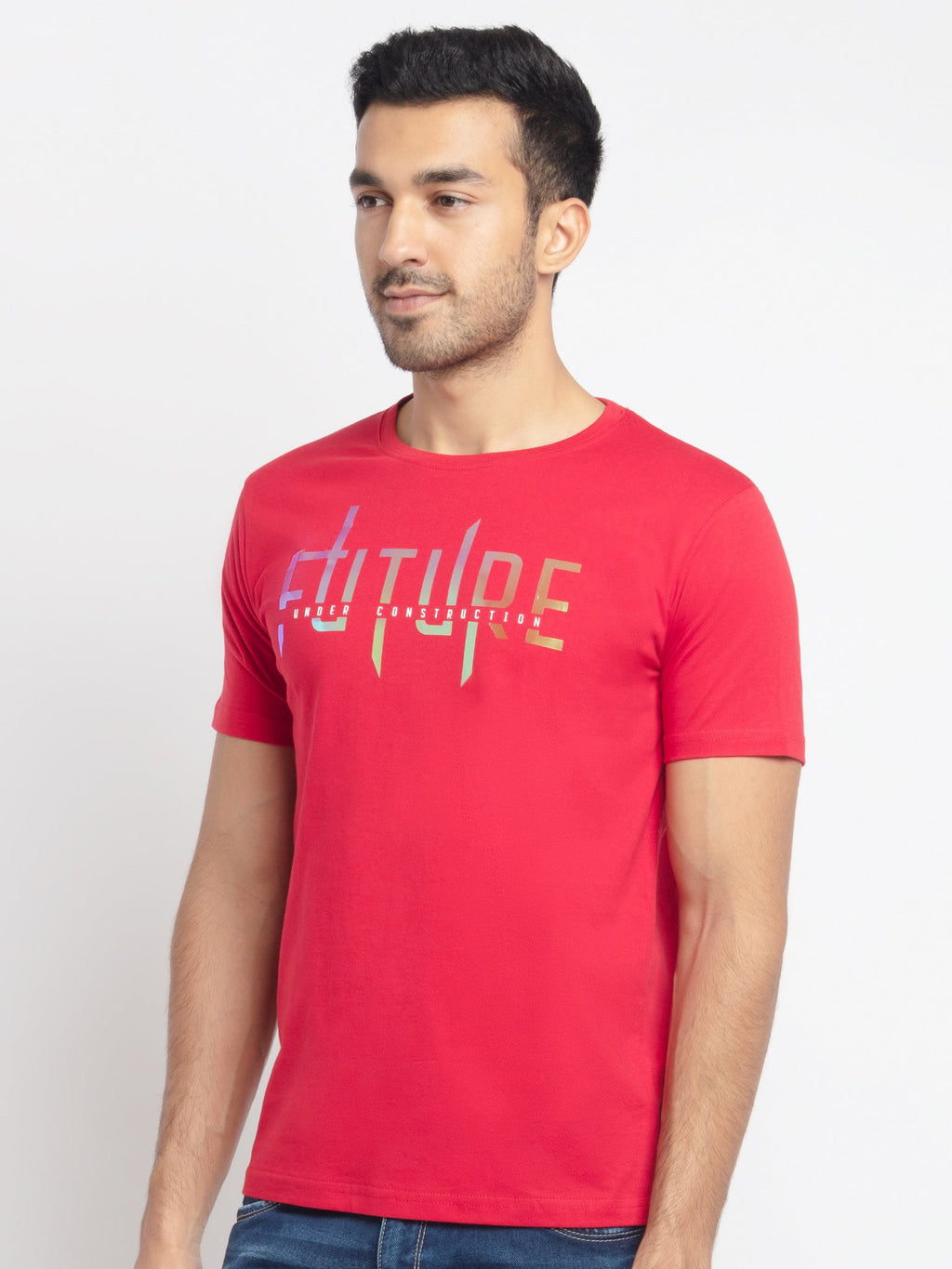 Mens Regular Fit Round Neck Printed T-Shirt